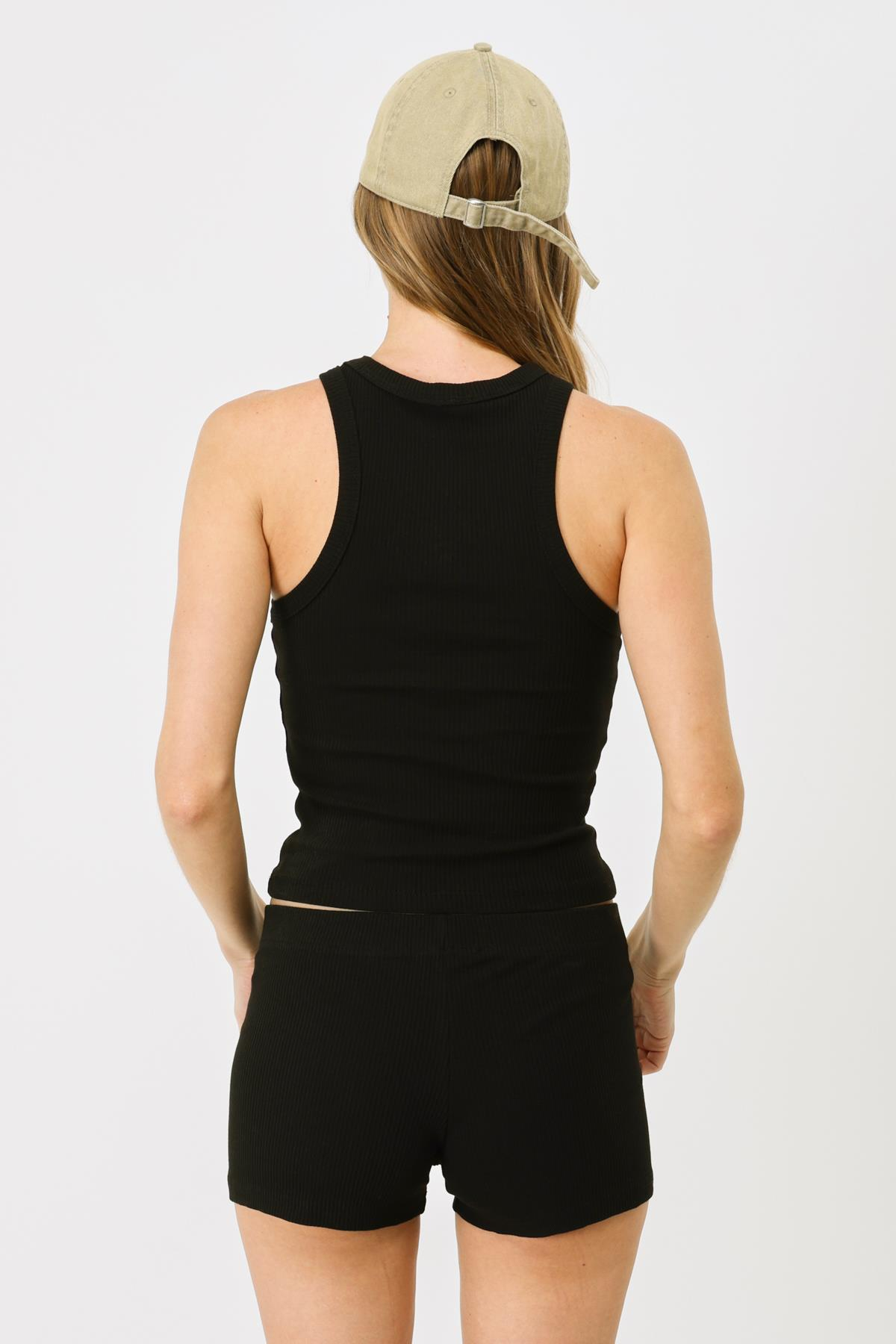 Women's Halter Neck Ribbed Stretch Long Tank Top 923