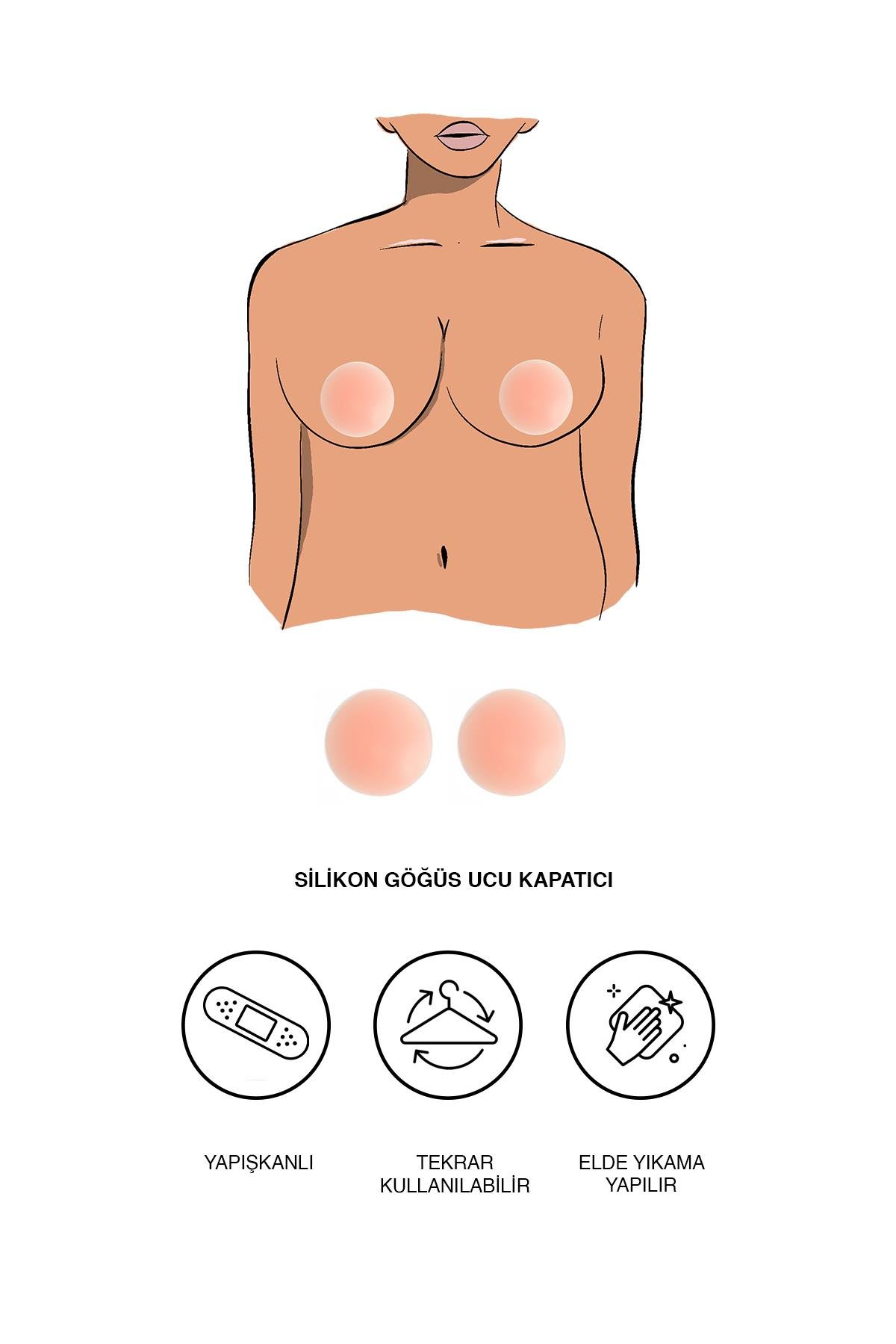 Kadın Silikon Göğüs Ucu Kapatıcı Ten