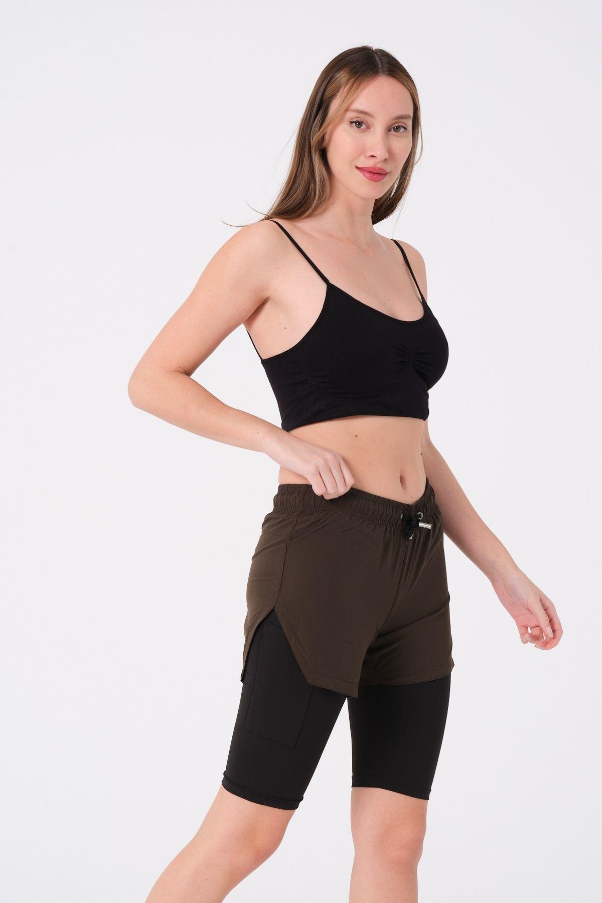 Kadın Taytlı Deniz Şort 870 Haki