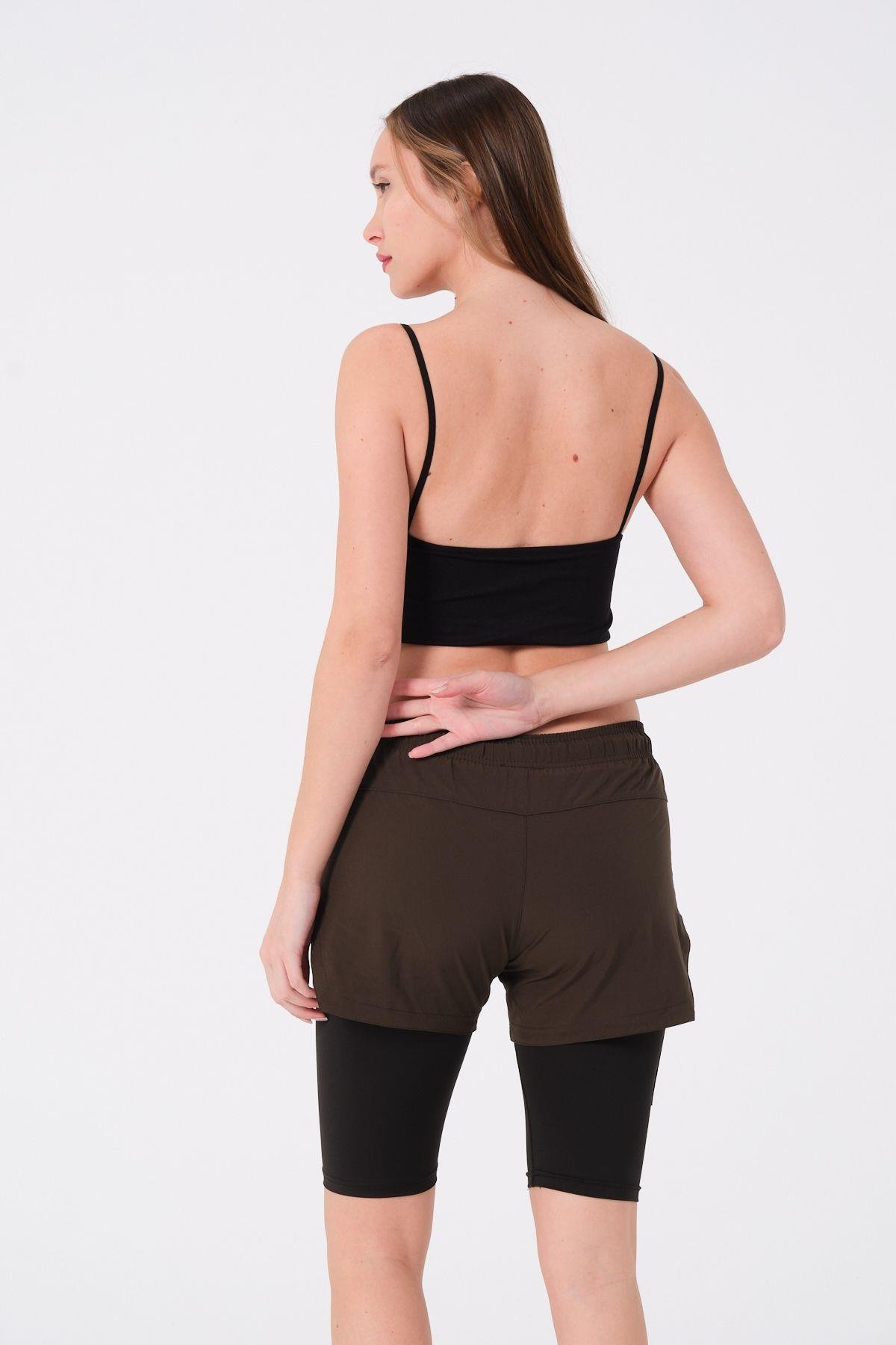 Kadın Taytlı Deniz Şort 870 Haki