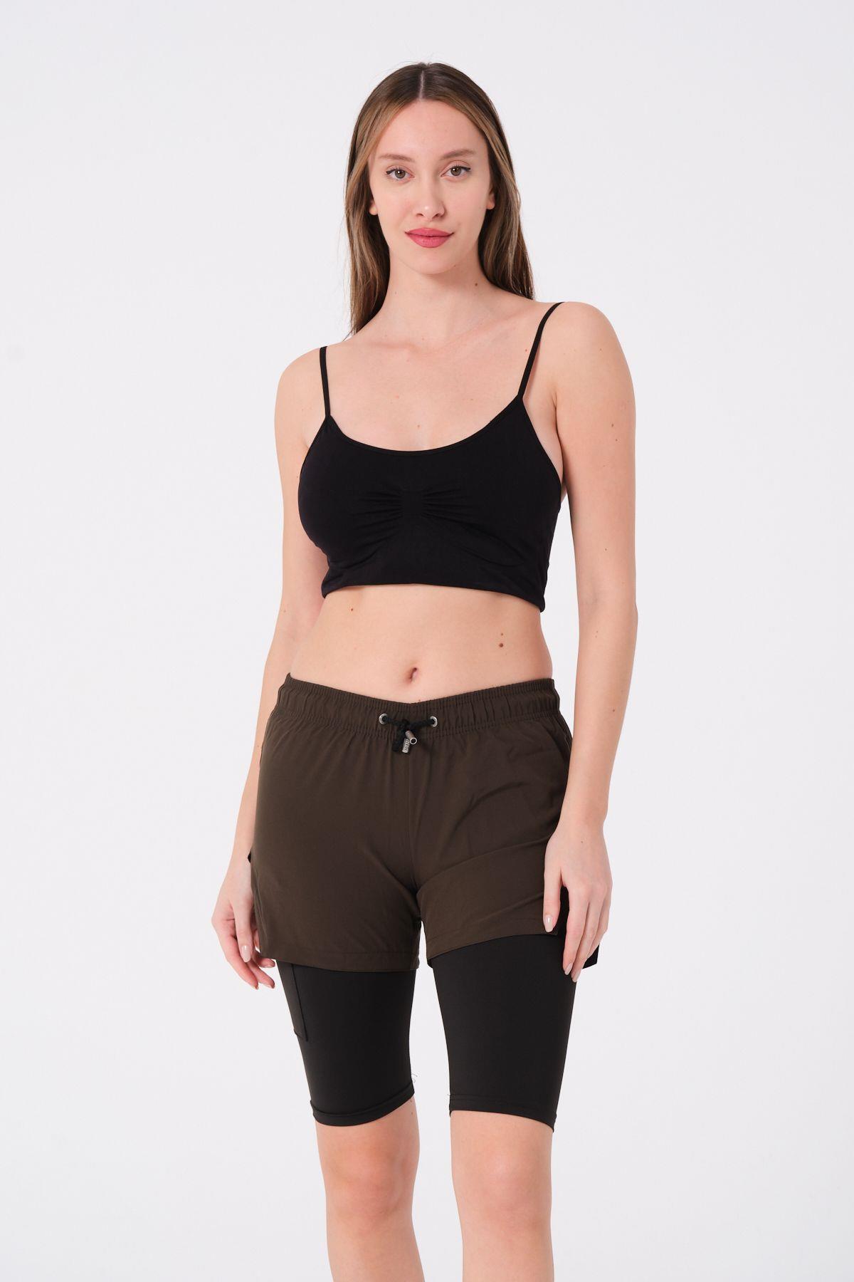 Kadın Taytlı Deniz Şort 870 Haki