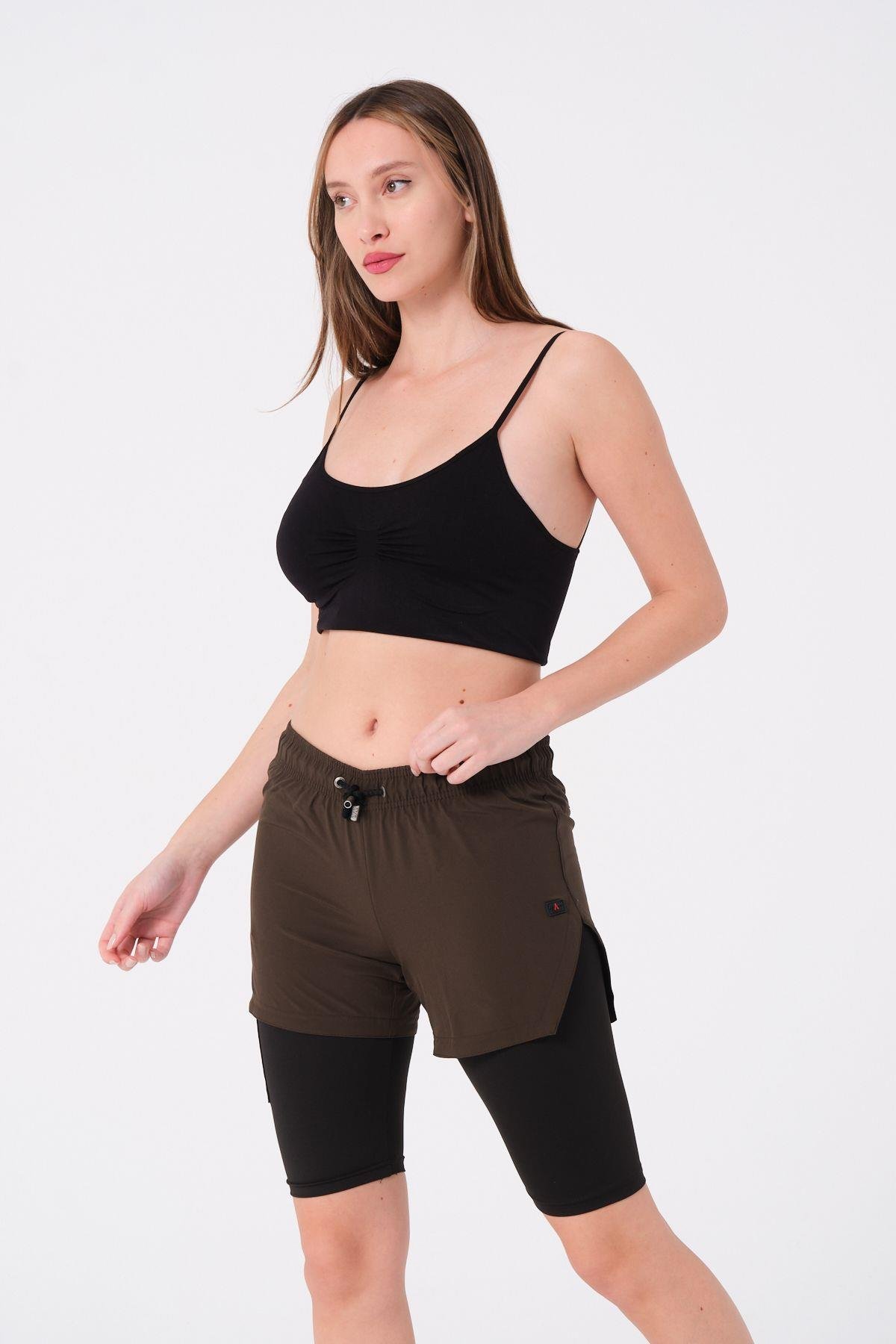 Kadın Taytlı Deniz Şort 870 Haki