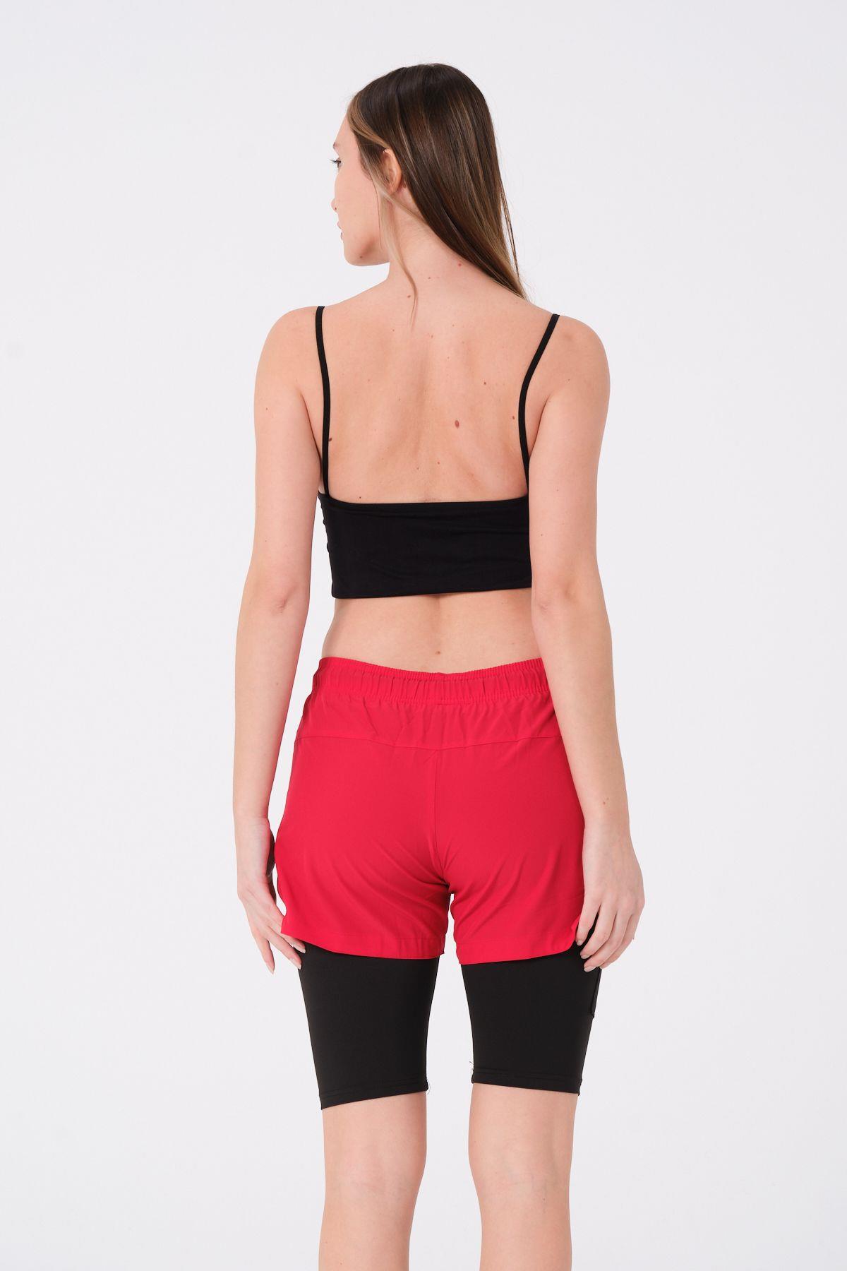 Kadın Taytlı Deniz Şort 870 Kırmızı