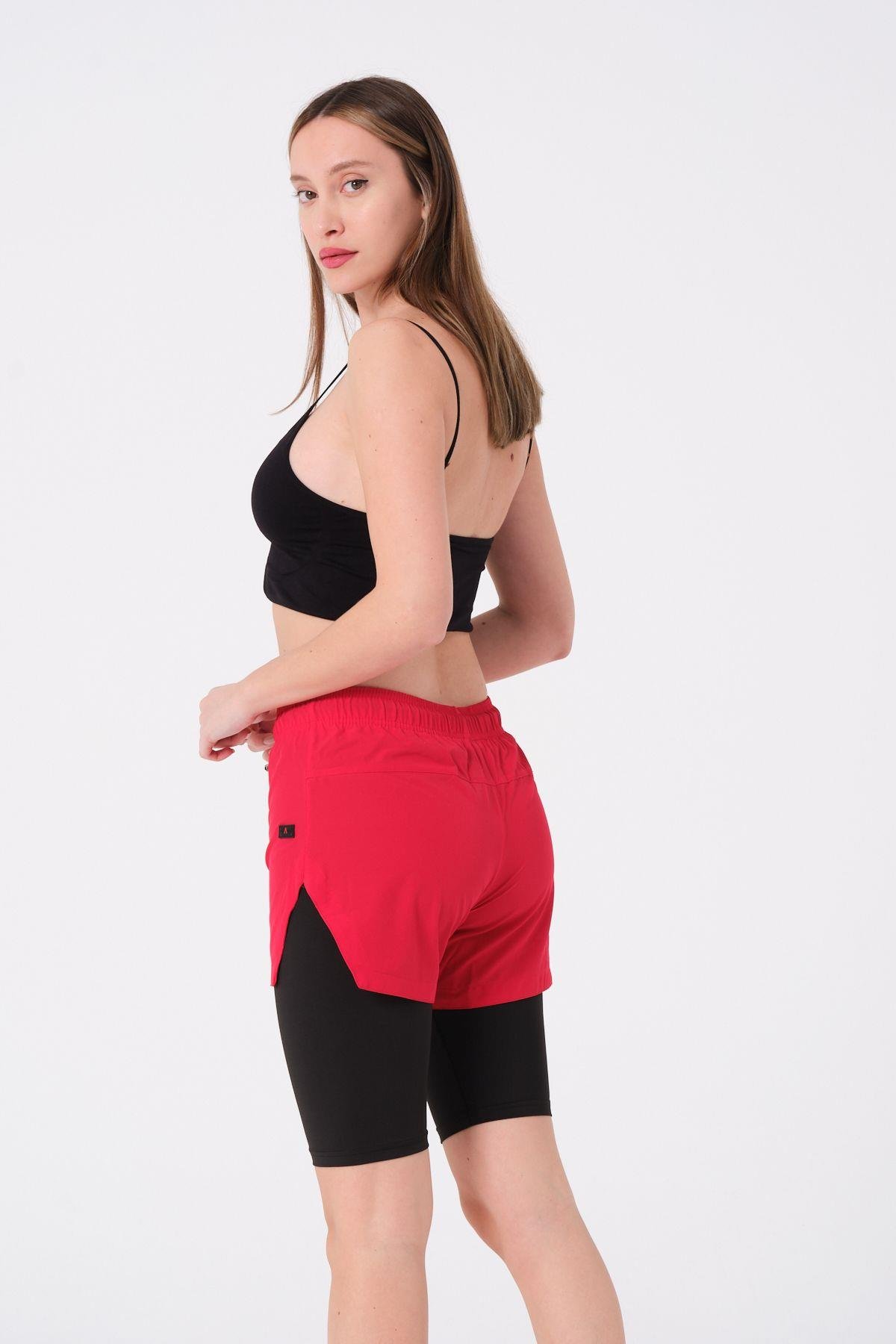 Kadın Taytlı Deniz Şort 870 Kırmızı