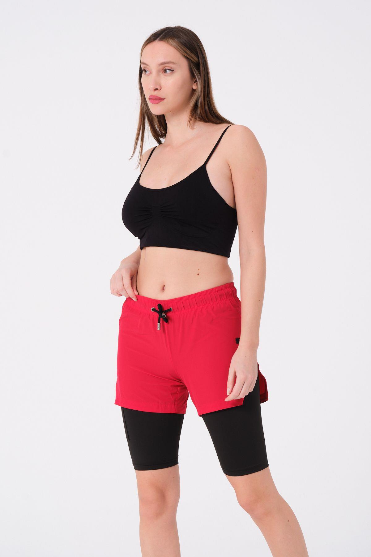 Kadın Taytlı Deniz Şort 870 Kırmızı