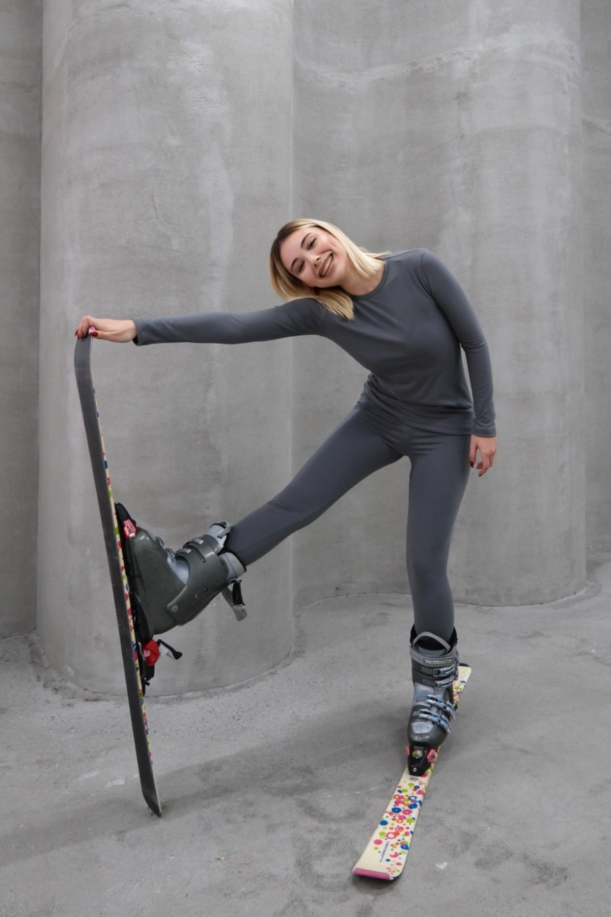 Kadın Uzun Kol Bisiklet Yaka Termal Takım 405152 / 409003 Füme