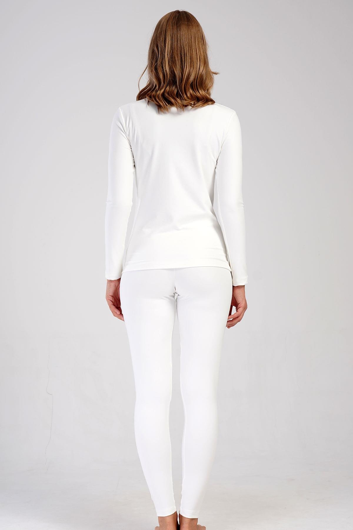 Kadın Uzun Kol Bisiklet Yaka Termal Takım 405152 / 409003 Ekru