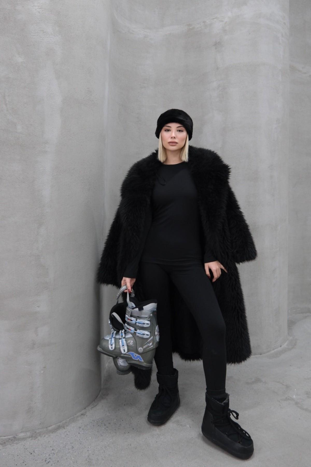 Kadın Uzun Kol Bisiklet Yaka Termal Takım 405152 Siyah