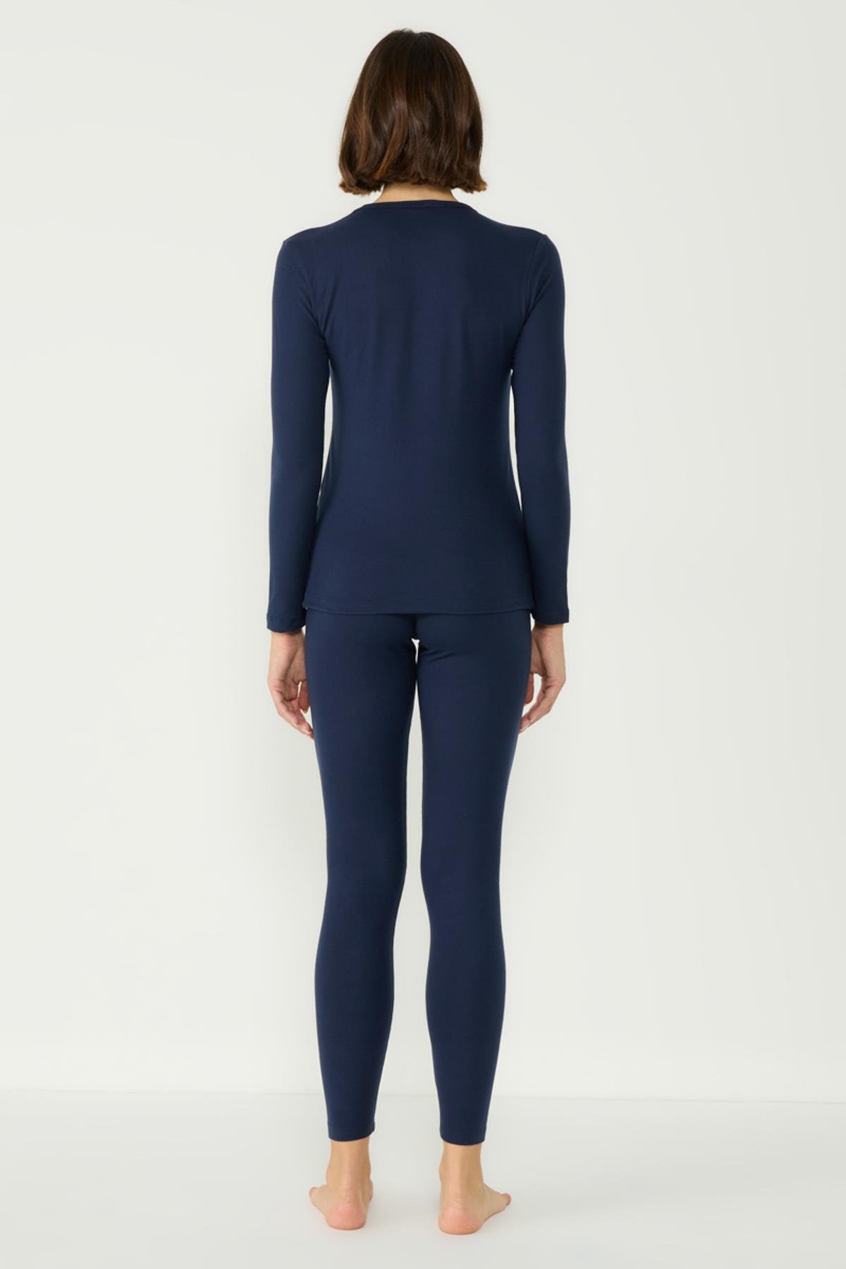 Kadın Uzun Kol Bisiklet Yaka Termal Takım 405152 Lacivert