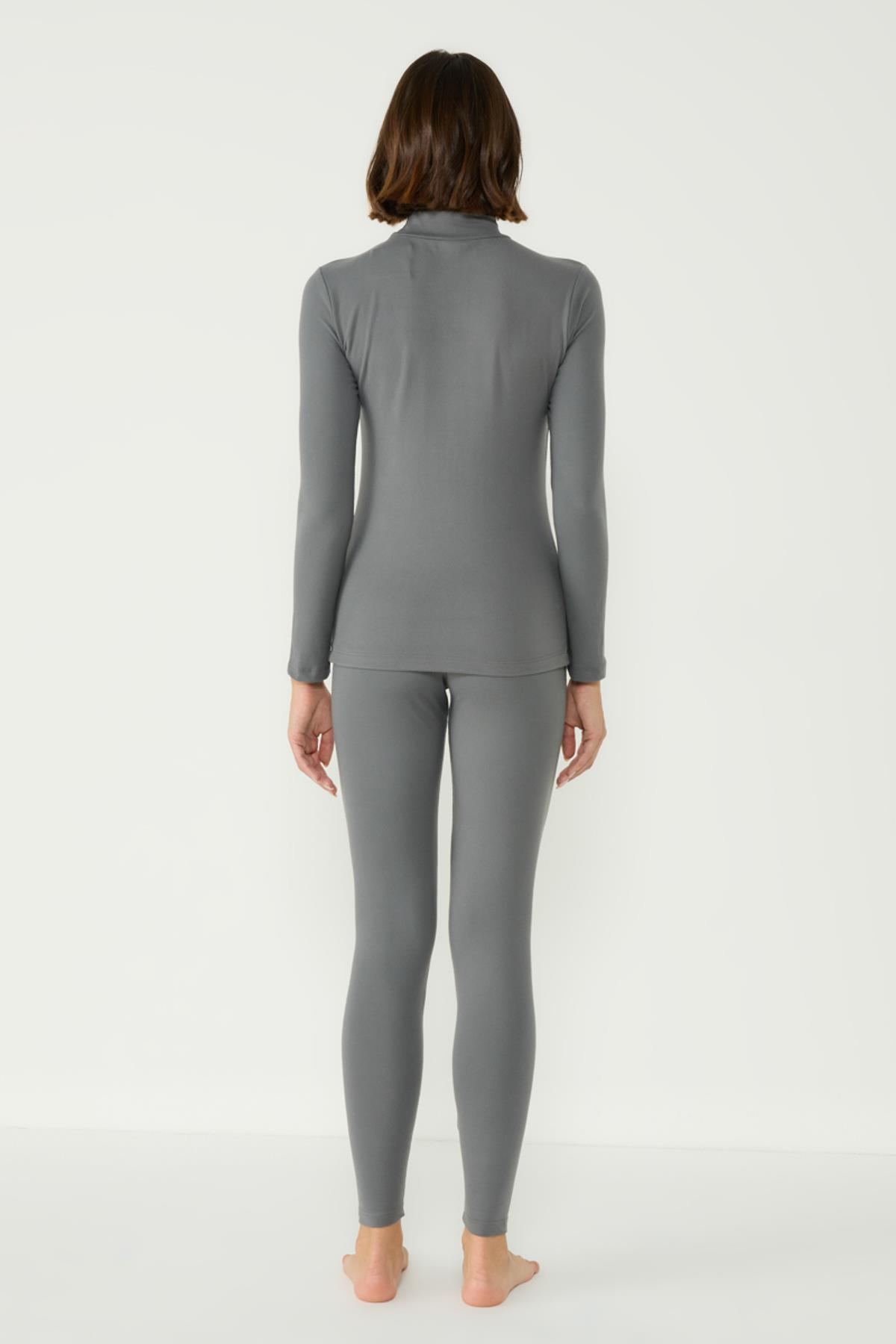 Kadın Uzun Kol Yakalı Termal Takım 405154 Füme