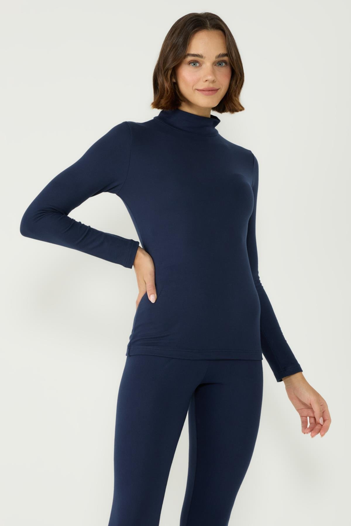 Kadın Uzun Kol Yakalı Termal Takım 405154 Lacivert