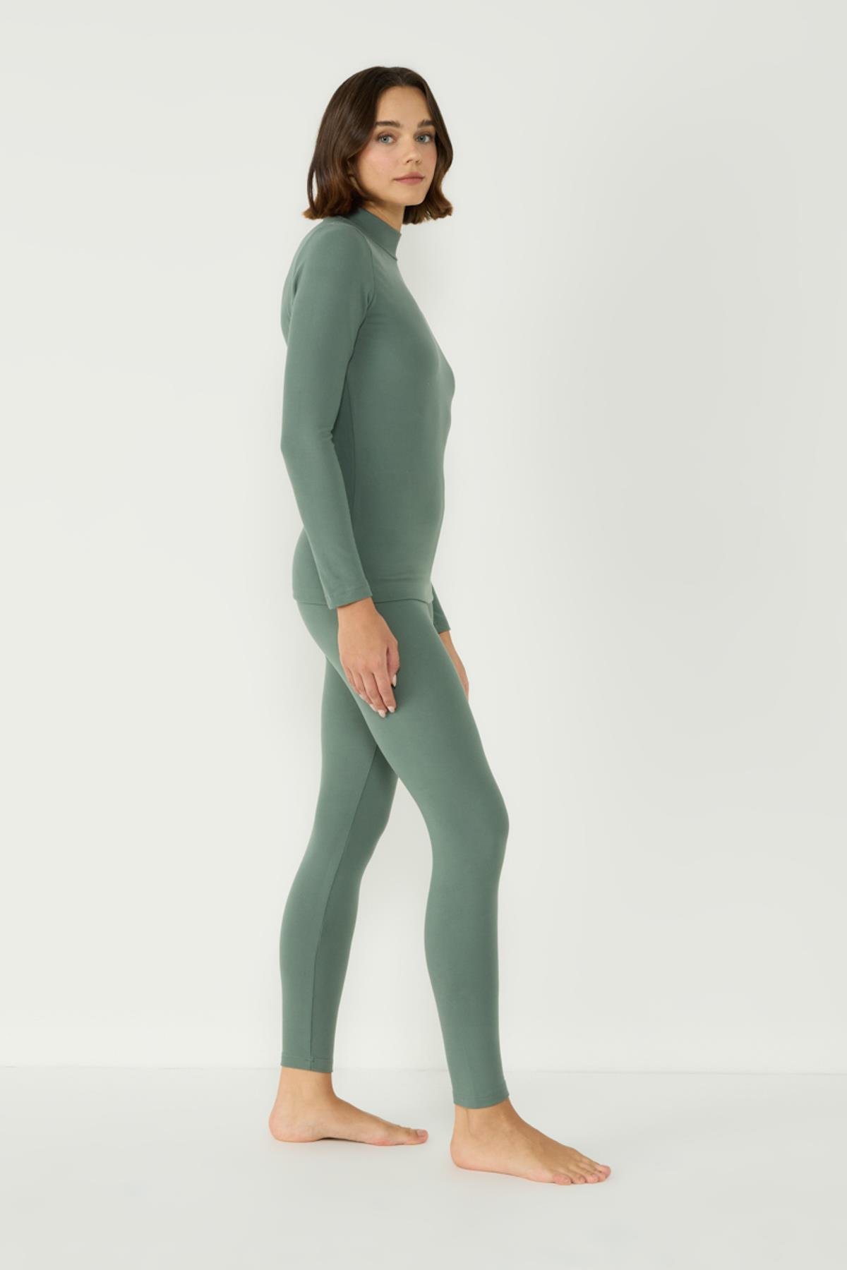 Kadın Uzun Kol Yakalı Termal Takım 405154 Haki