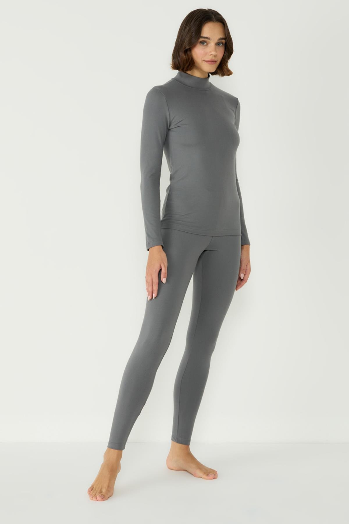 Kadın Uzun Kol Yakalı Termal Takım 405154 Füme