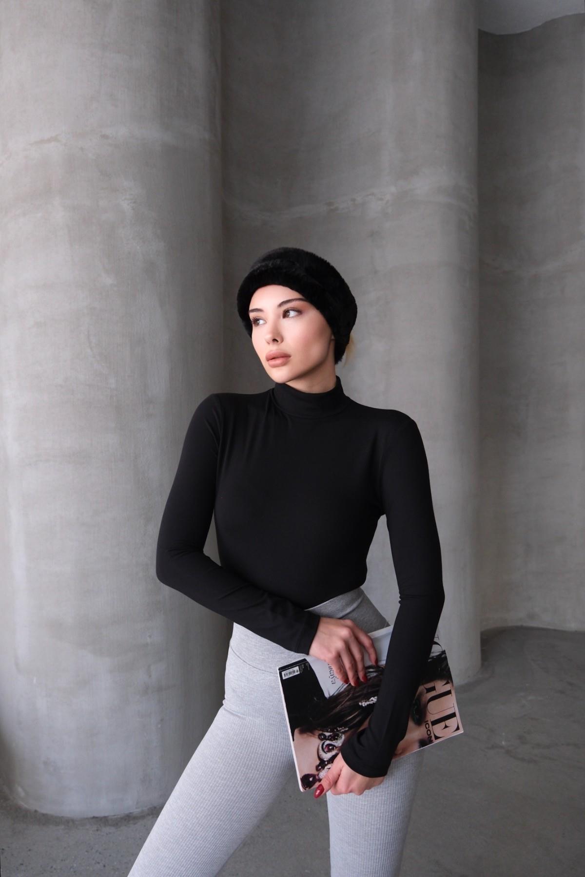 Kadın Yakalı Çıtçıtlı Termal Body 405155 / 409004 Siyah