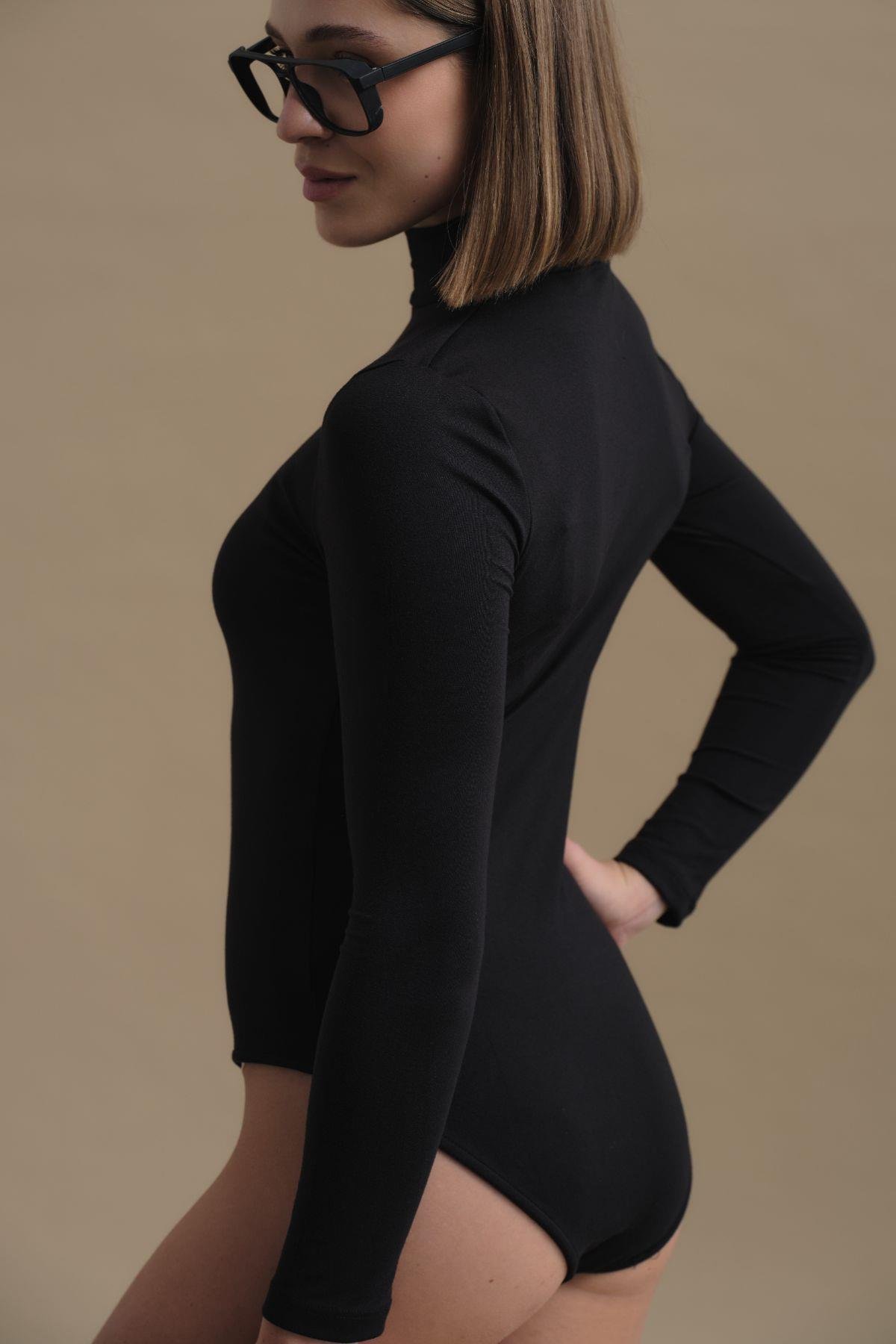 Kadın Yakalı Çıtçıtlı Termal Body 405155 / 409004 Siyah