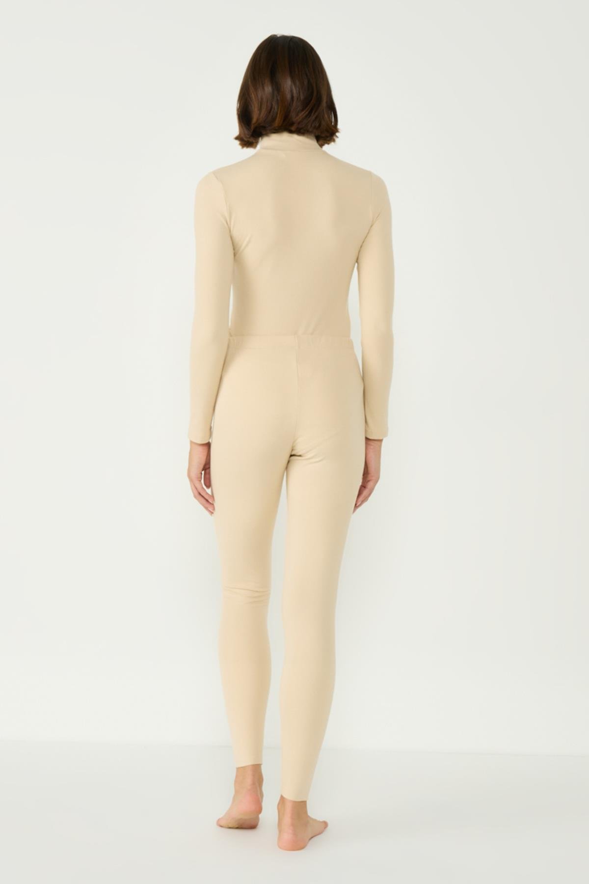 Kadın Yakalı Çıtçıtlı Termal Tulum 405155 Bej