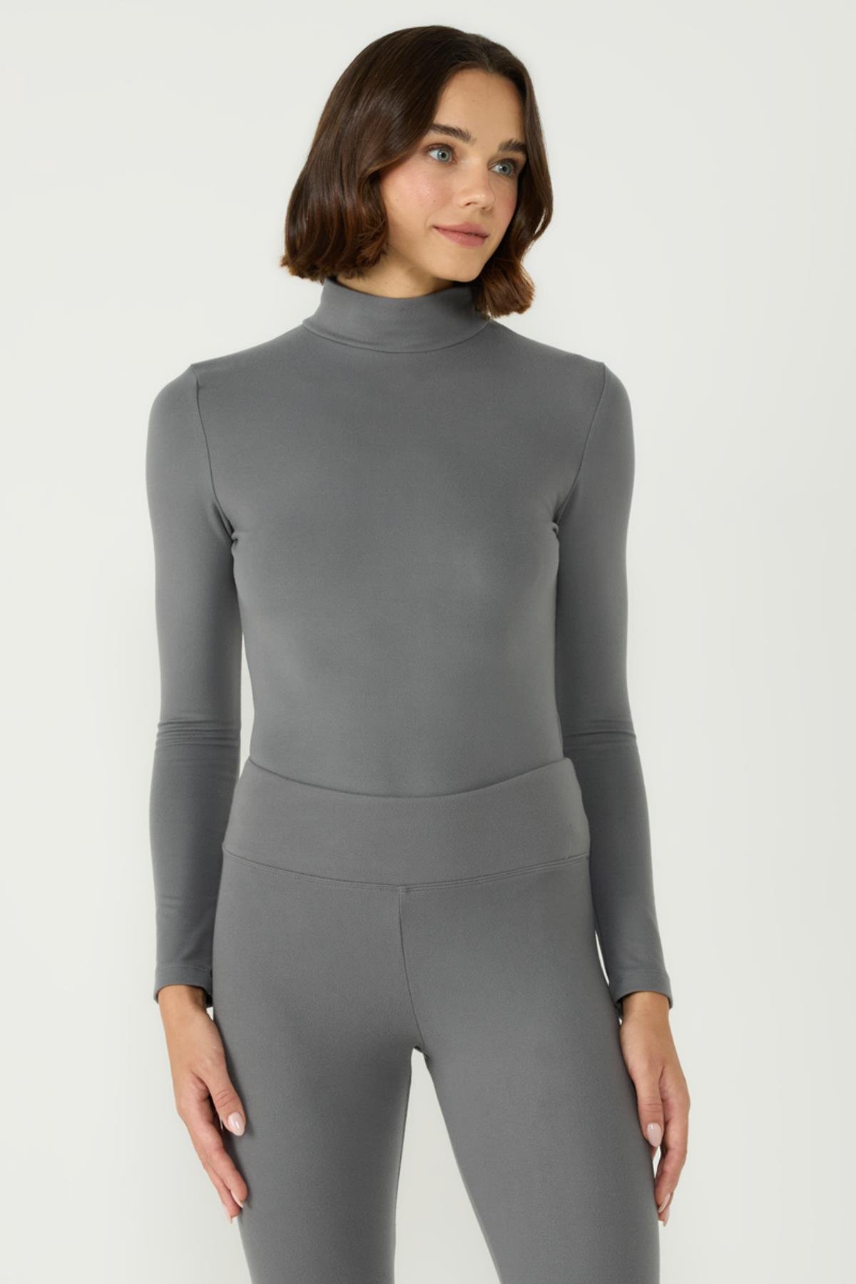 Kadın Yakalı Çıtçıtlı Termal Tulum 405155 Füme