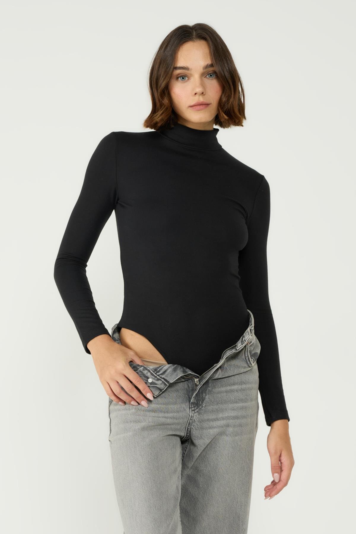 Kadın Yakalı Çıtçıtlı Termal Tulum 405155 Siyah