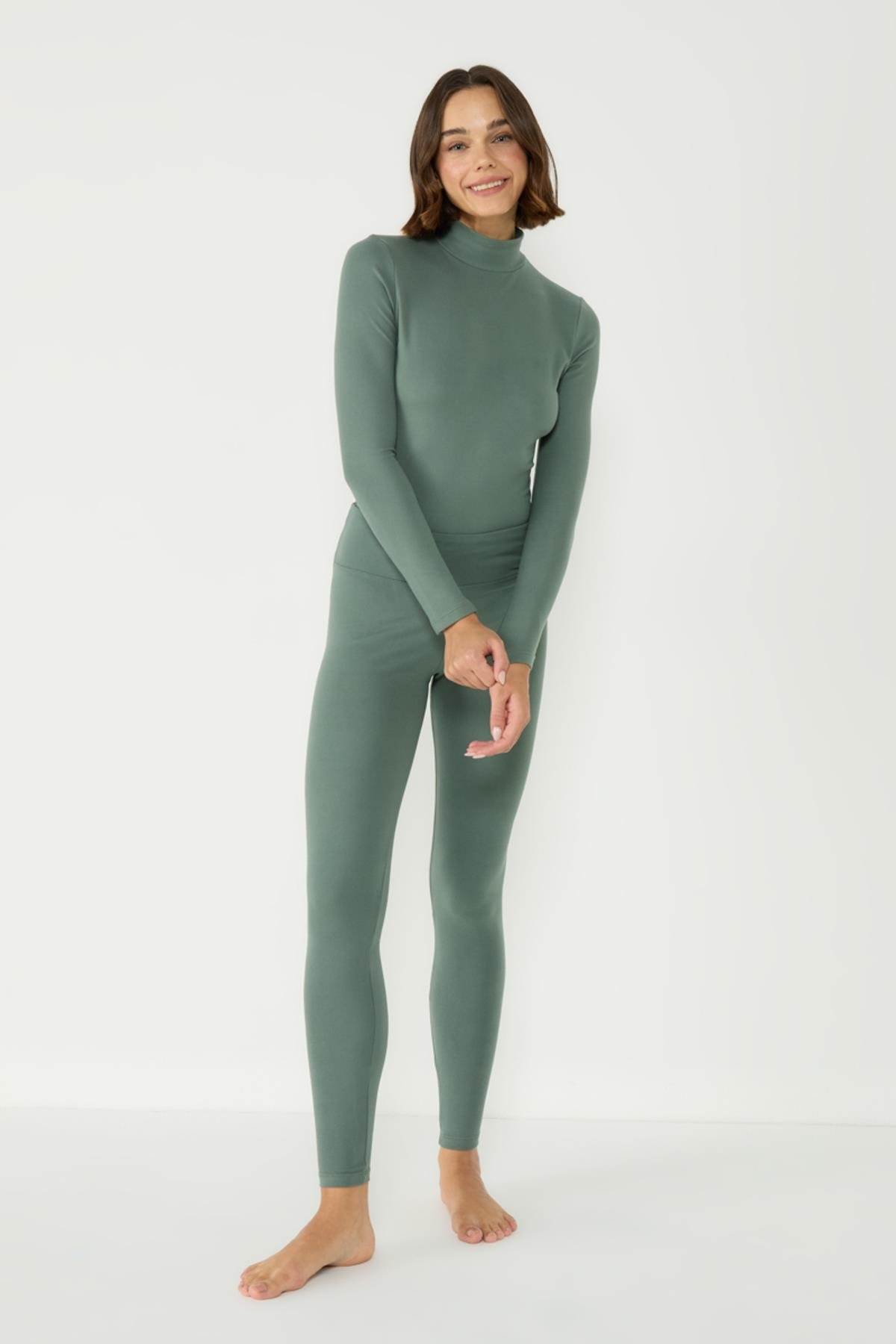 Kadın Yakalı Çıtçıtlı Termal Tulum 405155 Haki