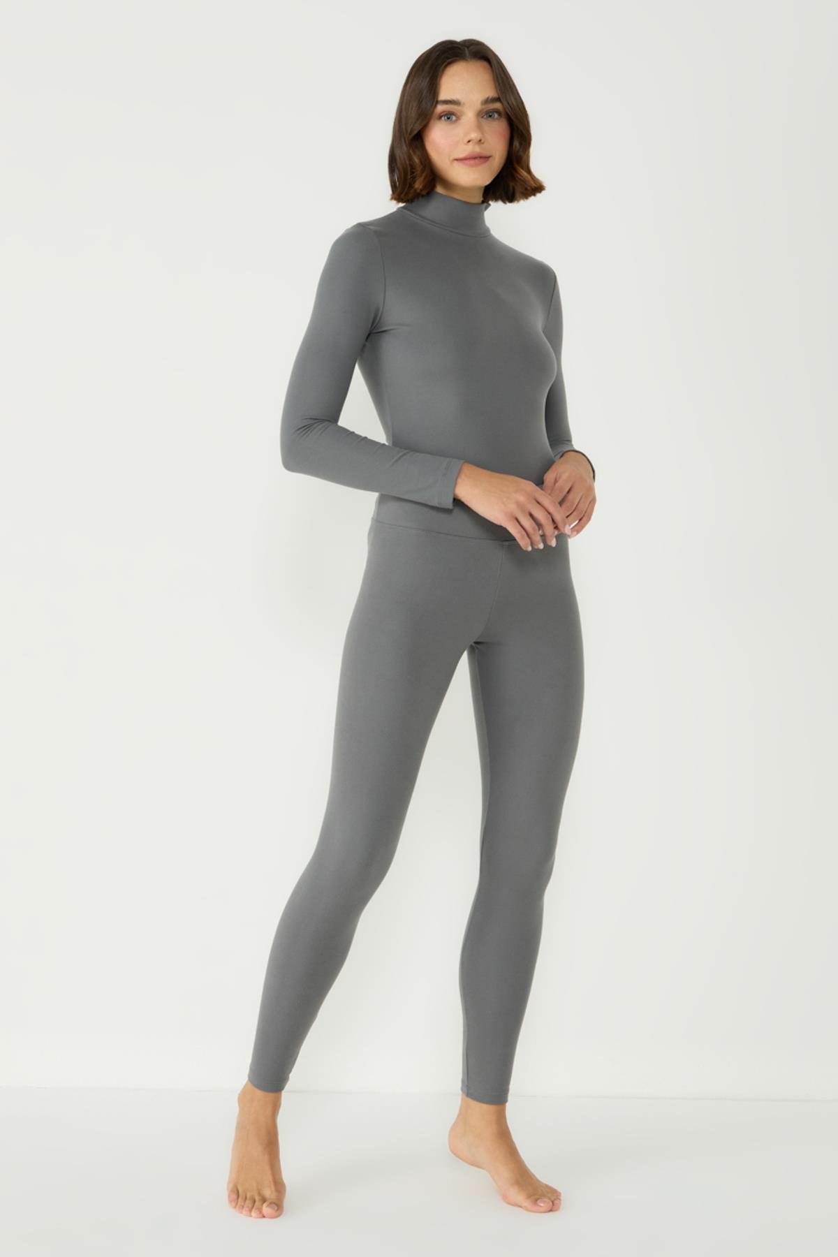 Kadın Yakalı Çıtçıtlı Termal Tulum 405155 Füme