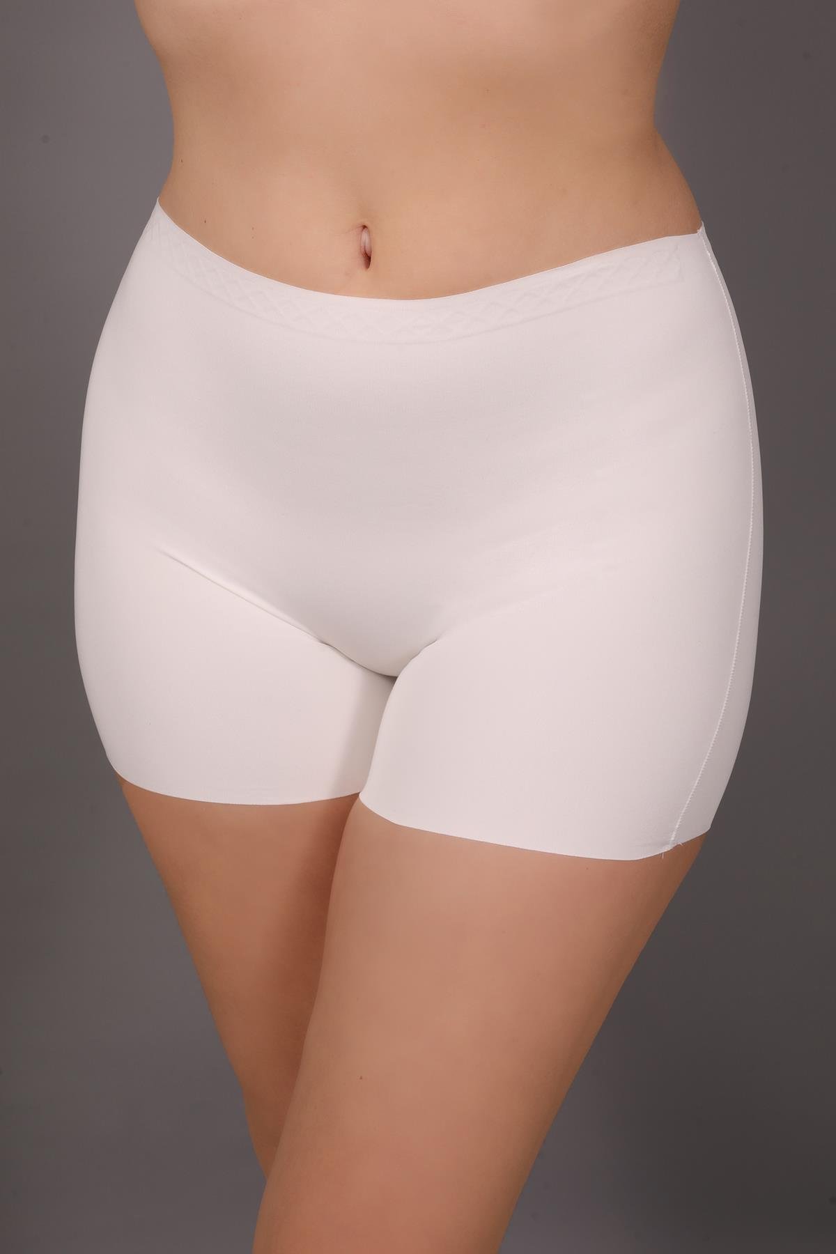 Kaymaz Bel Lazer Şort C19205 Ekru