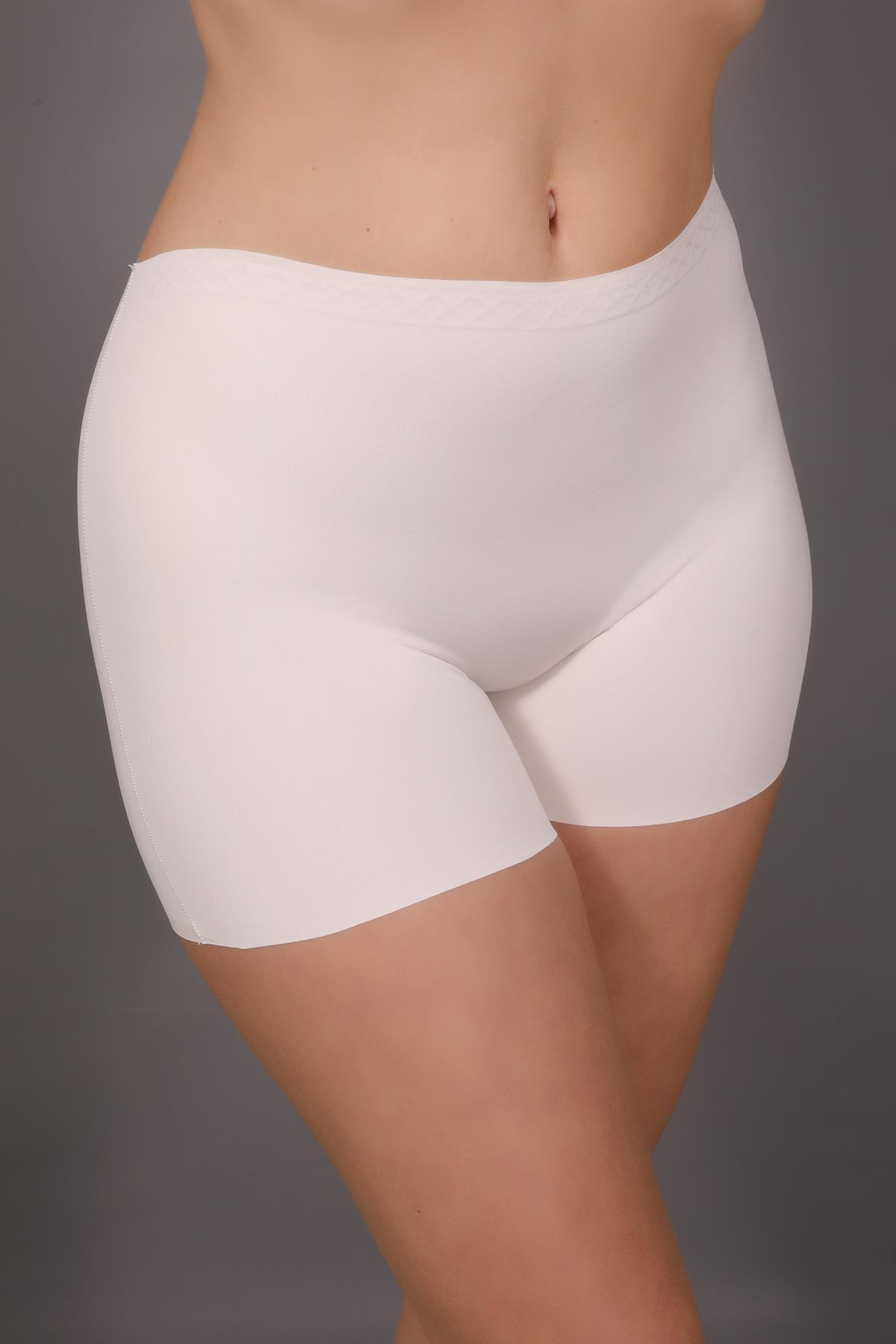 Kaymaz Bel Lazer Şort C19205 Ekru