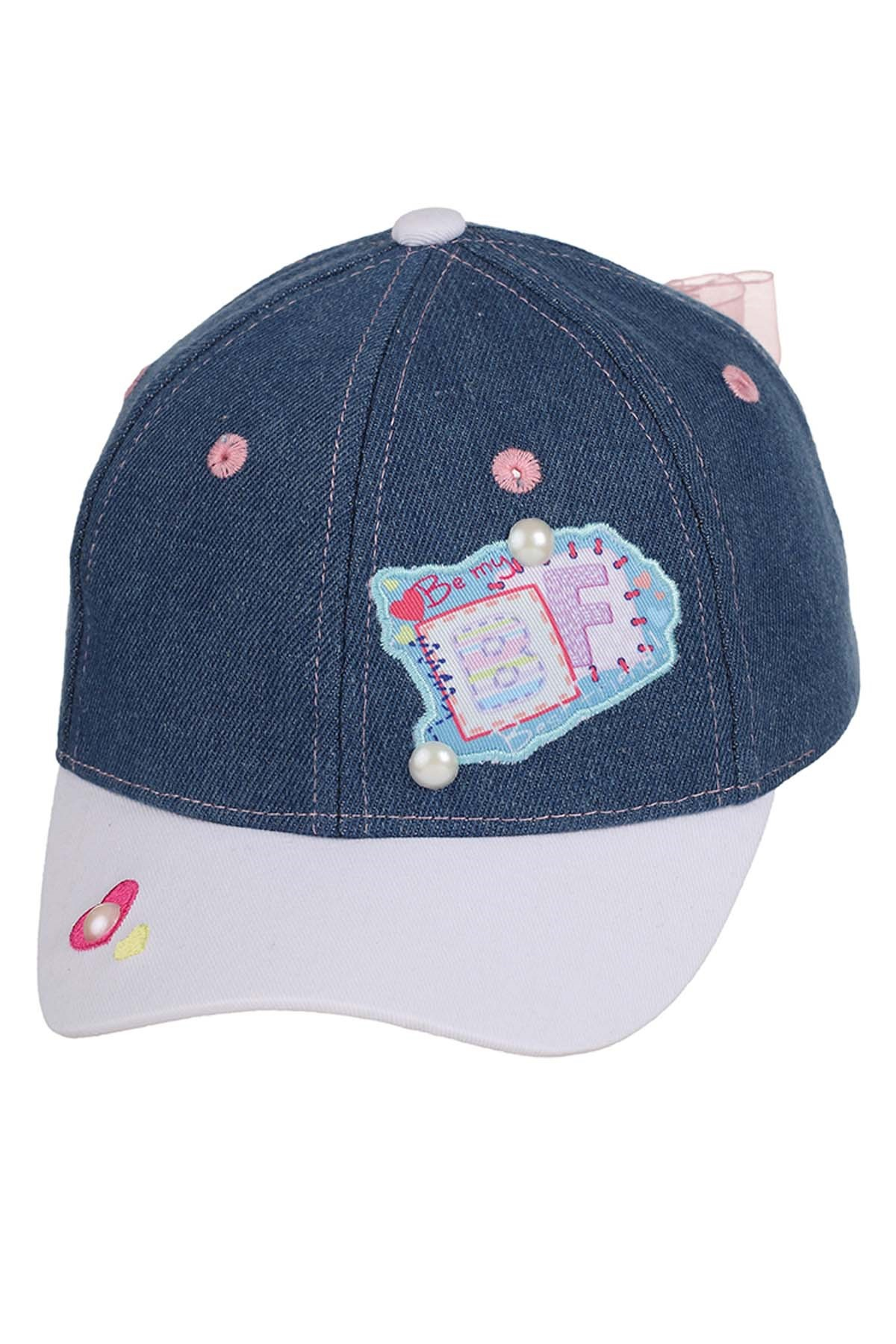 Kitti Y9200-7 Kız Çocuk Şapka 4-8 Yaş Mavi Denim