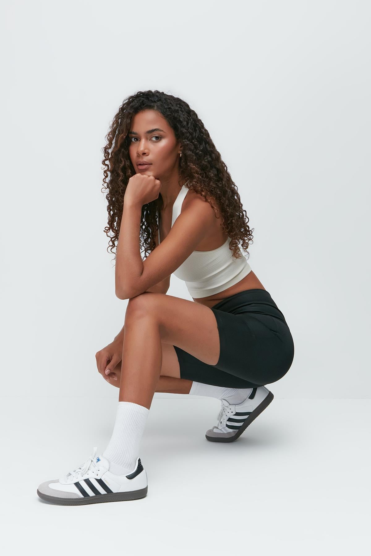 C&City Kruvaze Yüksek Bel Spor Şort Tayt 9413 Siyah