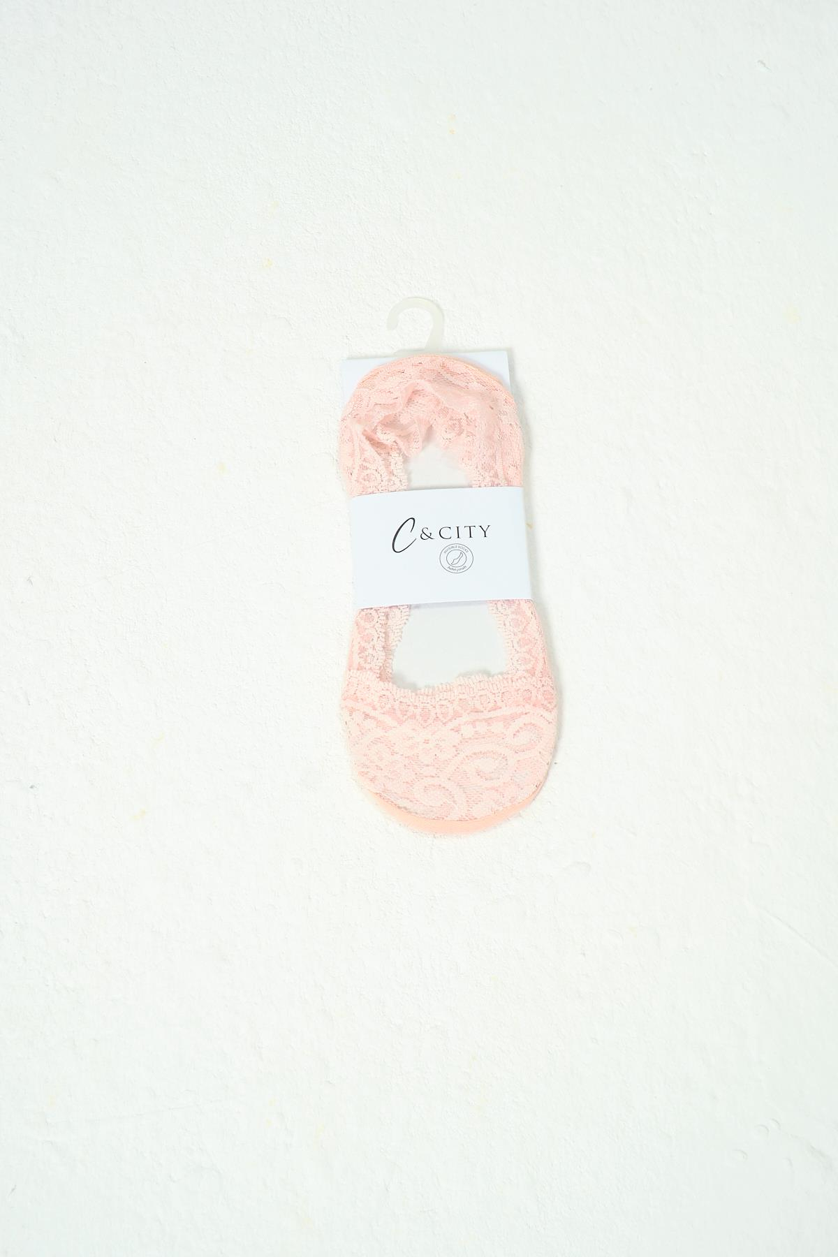 Lace Dantelli Babet Çorap Pembe