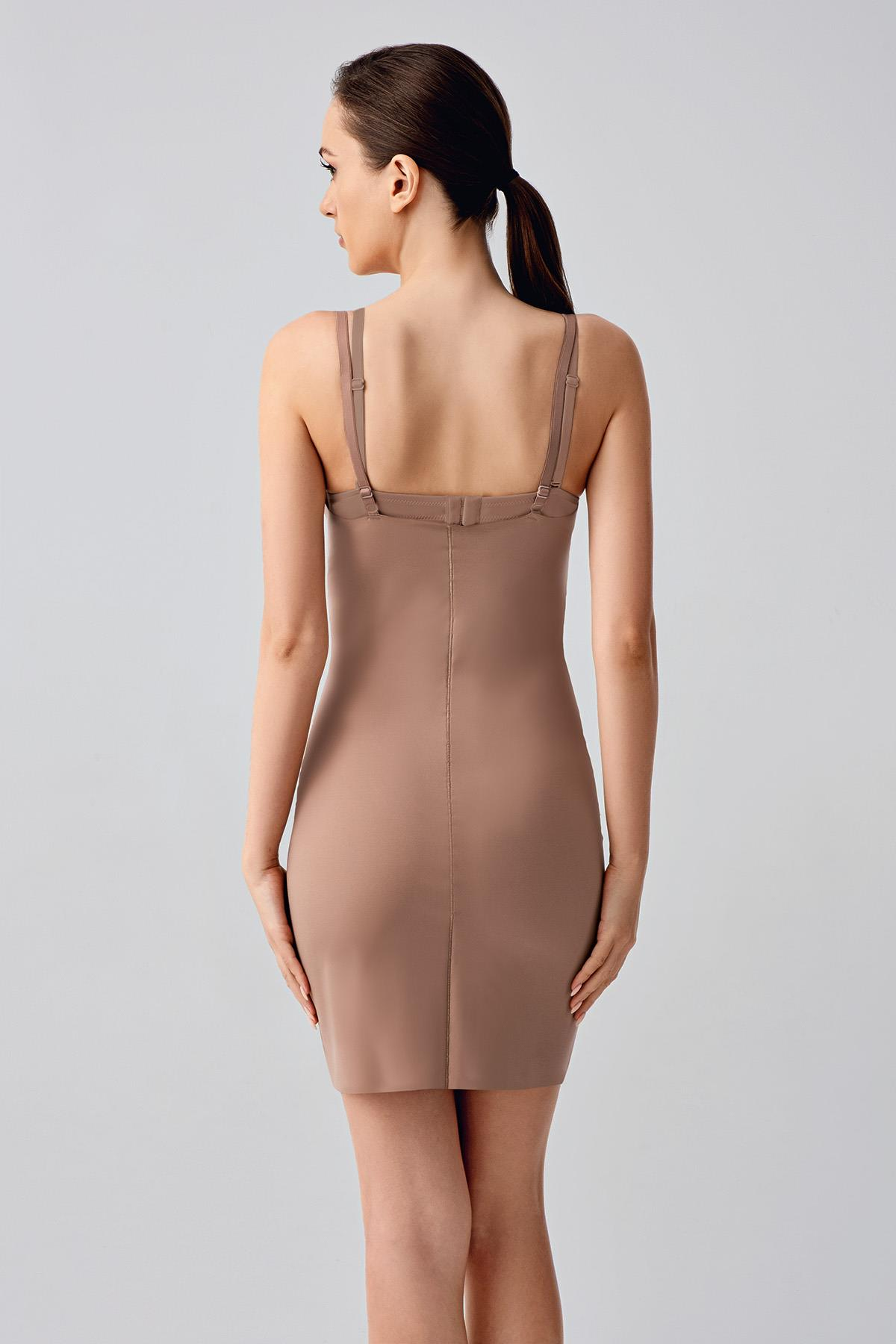 Lazer Kesim Göğsü Açık Elbise Korse C19220 Cappucino
