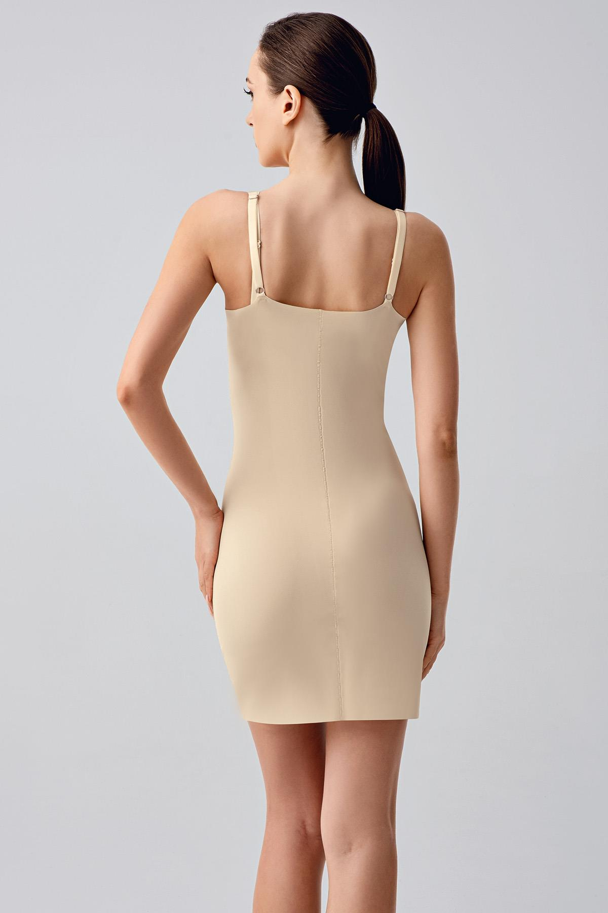 Lazer Kesim Göğsü Açık Elbise Korse C19220 Ten