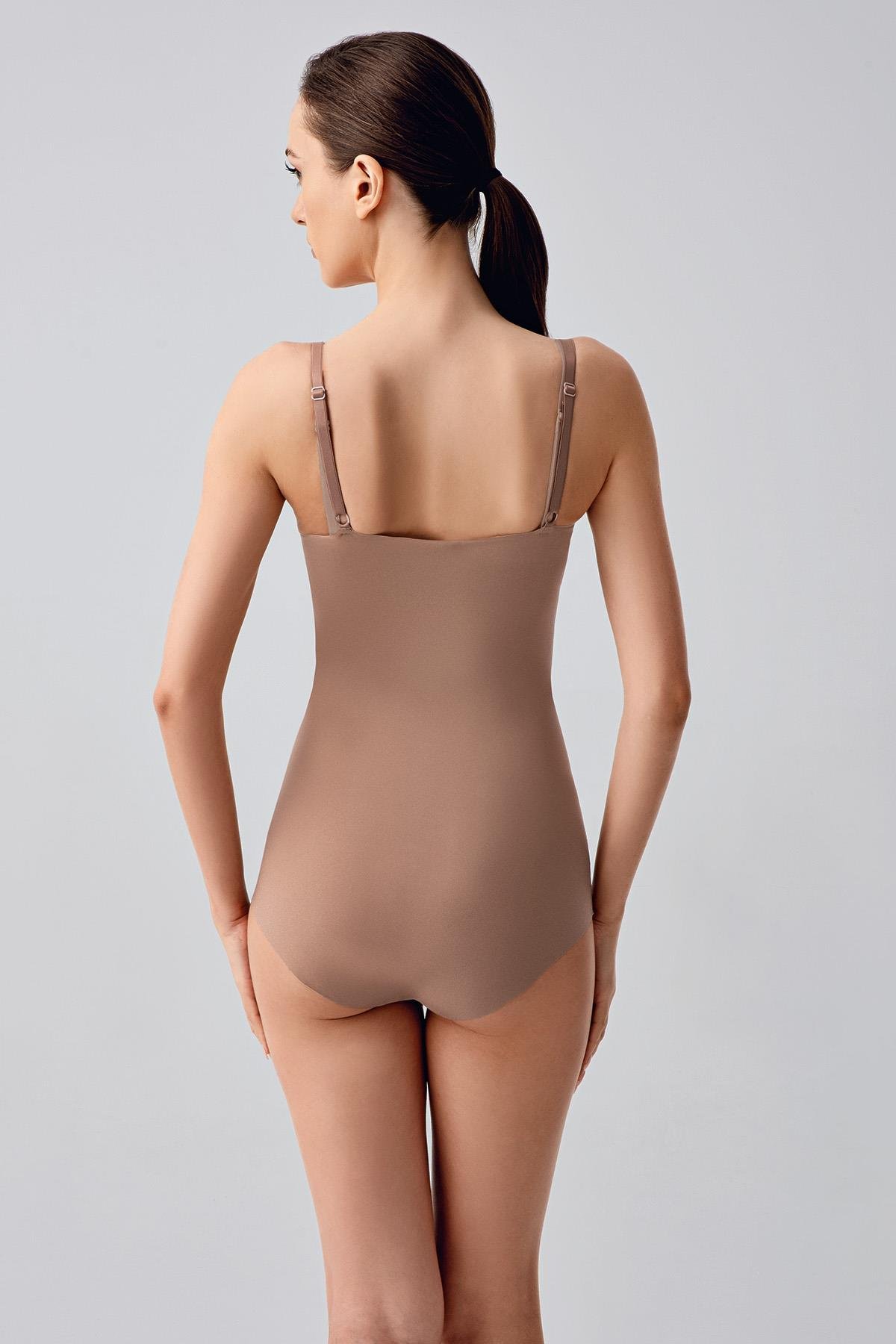 Lazer Kesim Göğsü Açık Slip Korse C19240 Cappucino