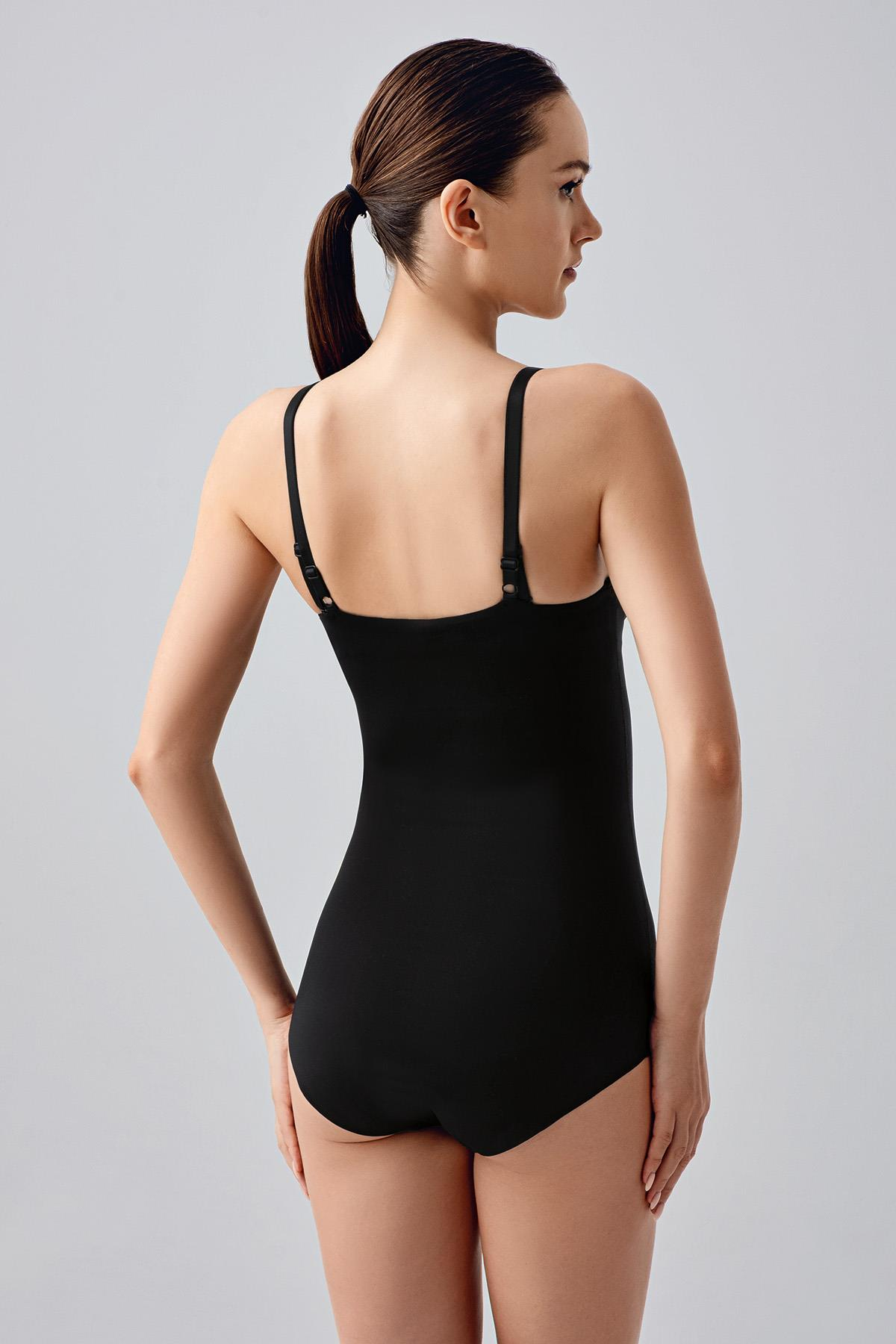 Lazer Kesim Göğsü Açık Slip Korse C19240 Siyah