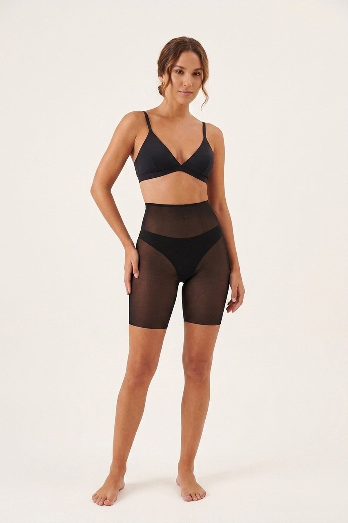 Lazer Kesim İz Yapmayan Tül Toparlayıcı Yüksek Bel Hayalet Boxer Korse C12705 Siyah