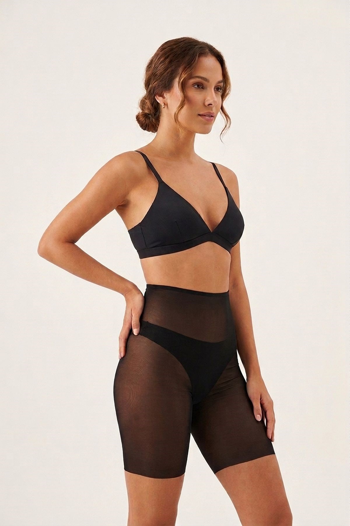 Lazer Kesim İz Yapmayan Tül Toparlayıcı Yüksek Bel Hayalet Boxer Korse C12705 Siyah