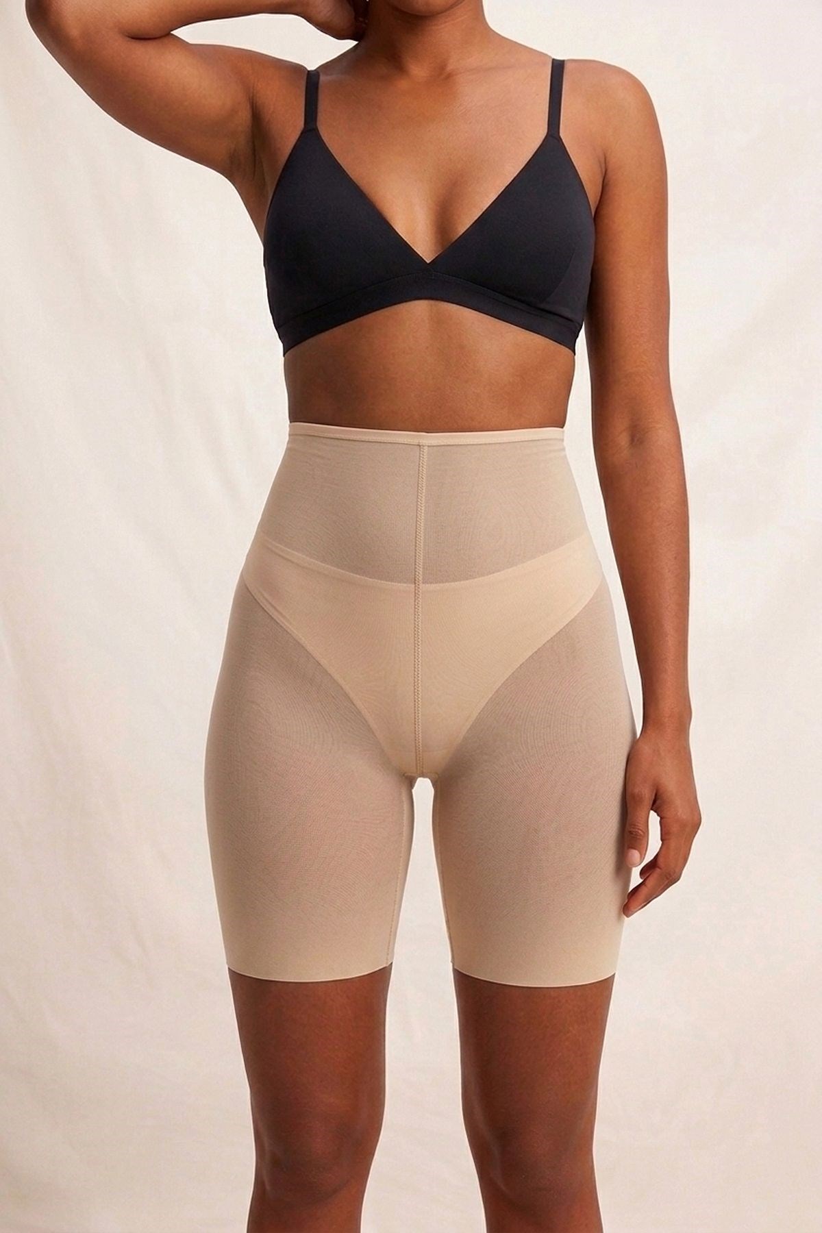 Lazer Kesim İz Yapmayan Tül Toparlayıcı Yüksek Bel Hayalet Boxer Korse C12705 Ten