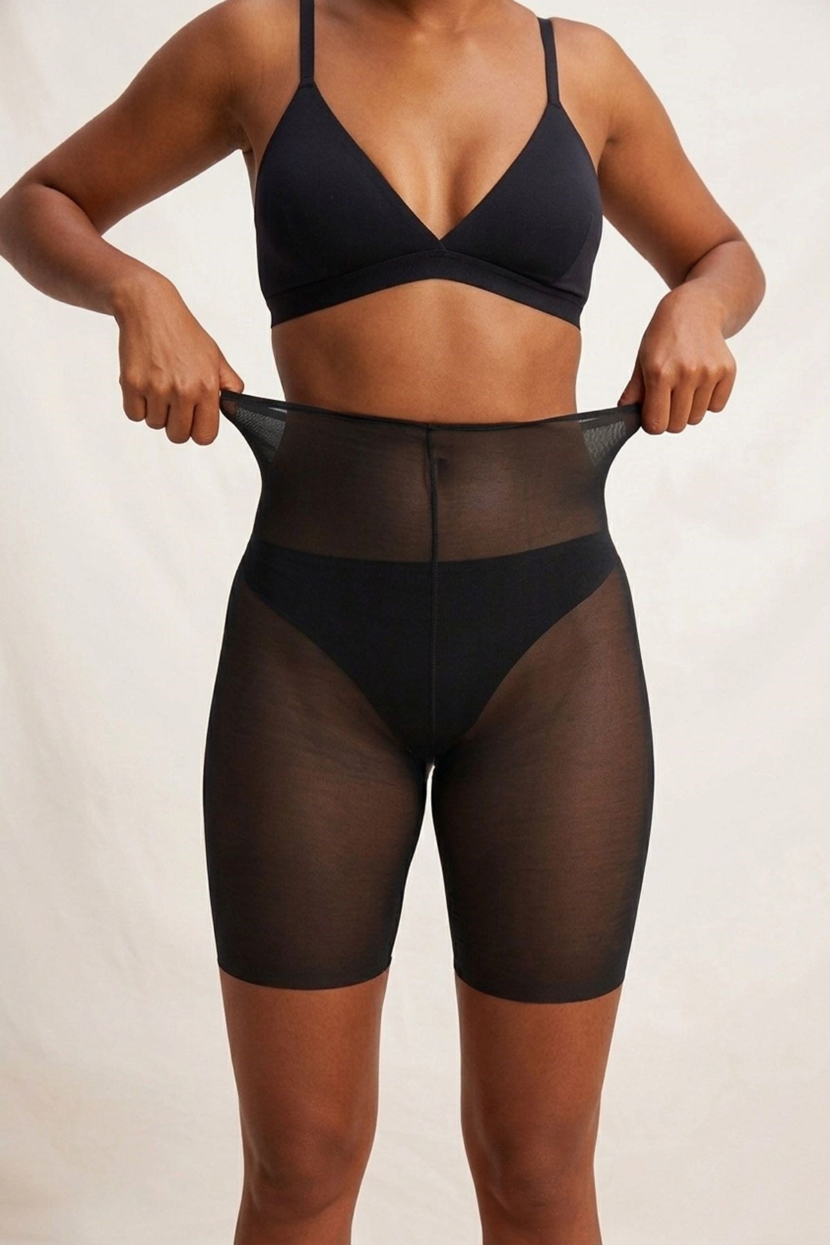 Lazer Kesim İz Yapmayan Tül Toparlayıcı Yüksek Bel Hayalet Boxer Korse C12705 Siyah