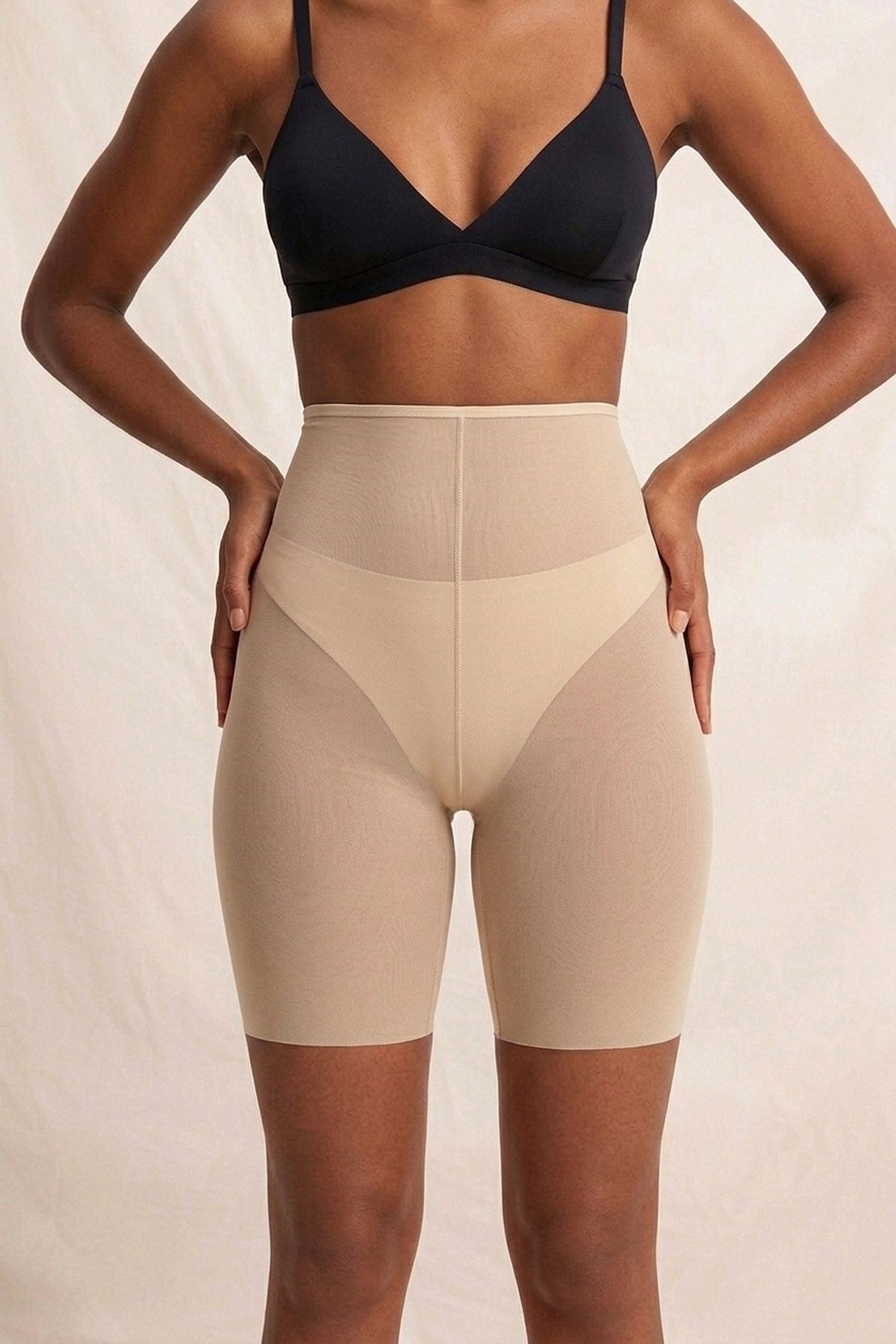 Lazer Kesim İz Yapmayan Tül Toparlayıcı Yüksek Bel Hayalet Boxer Korse C12705 Ten