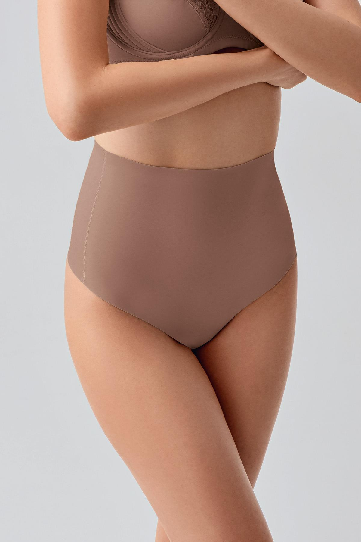 Lazer Kesim Yüksek Bel Dikişsiz String C19206 Cappucino