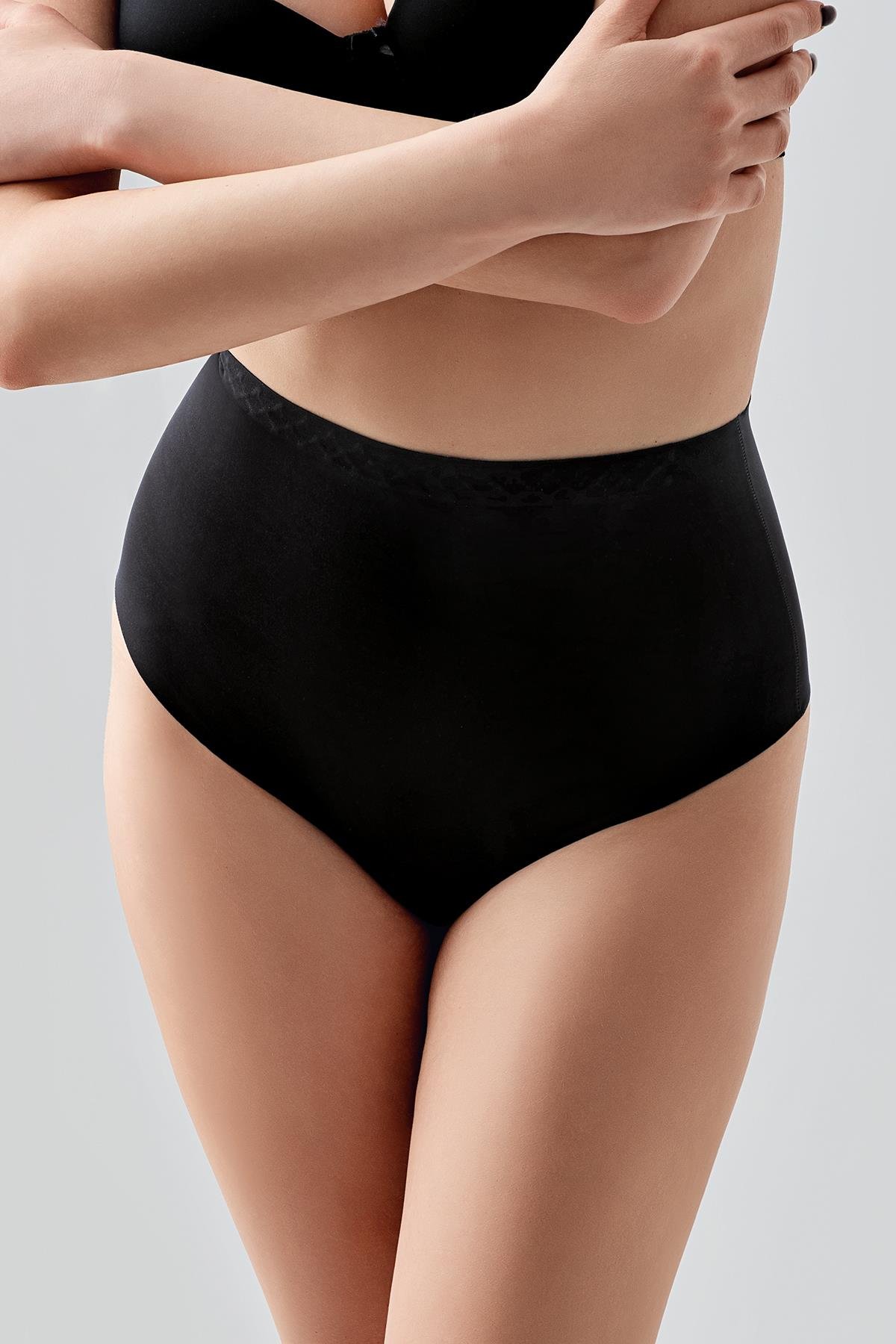 Lazer Kesim Yüksek Bel Dikişsiz String C19206 Siyah