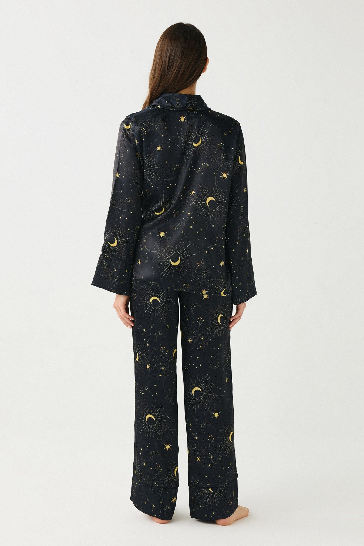 Luna Touch Kimono Pantolon 2'li Saten Takım Lacivert