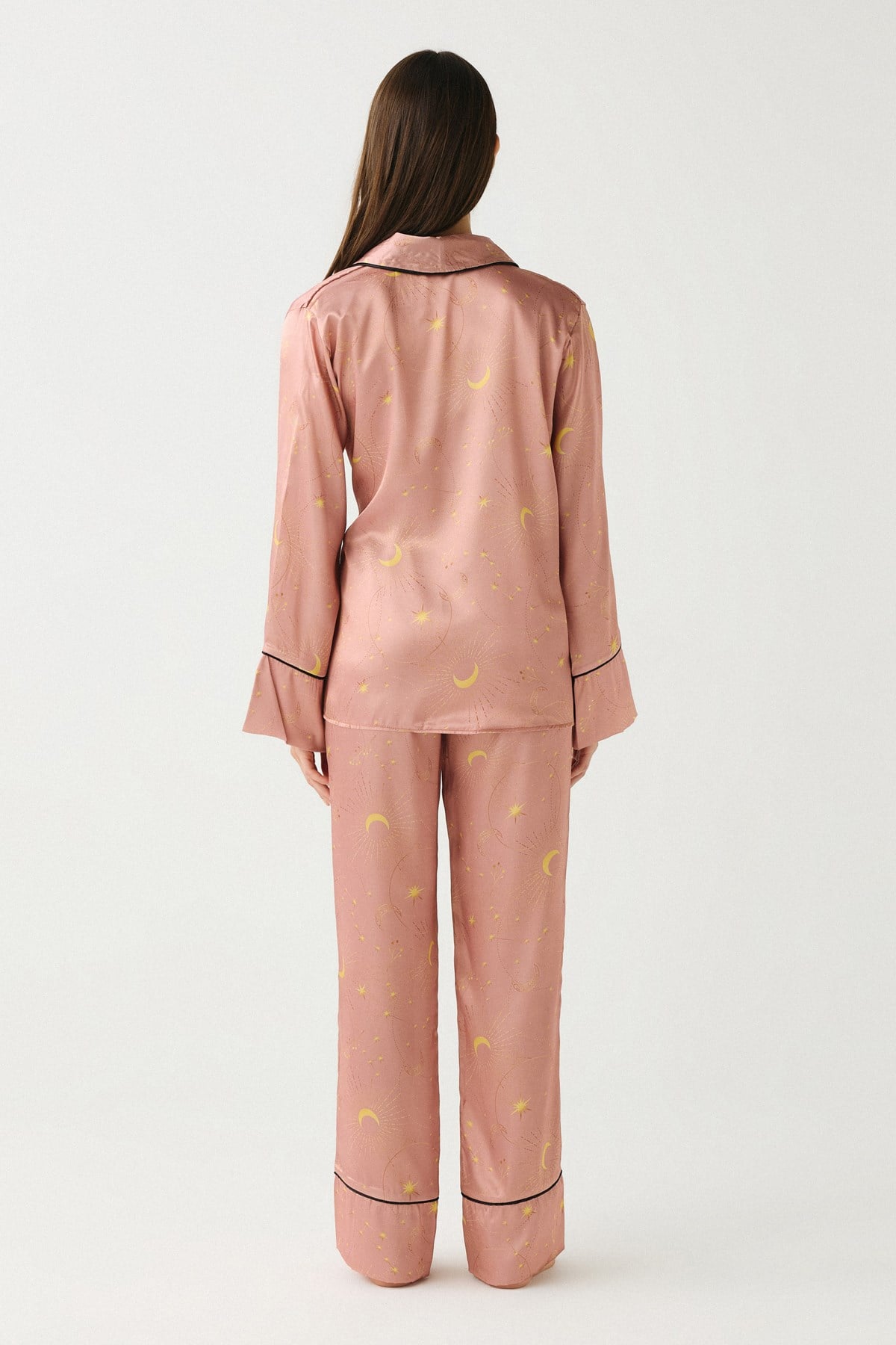 Luna Touch Kimono Pantolon 2'li Saten Takım Vizon