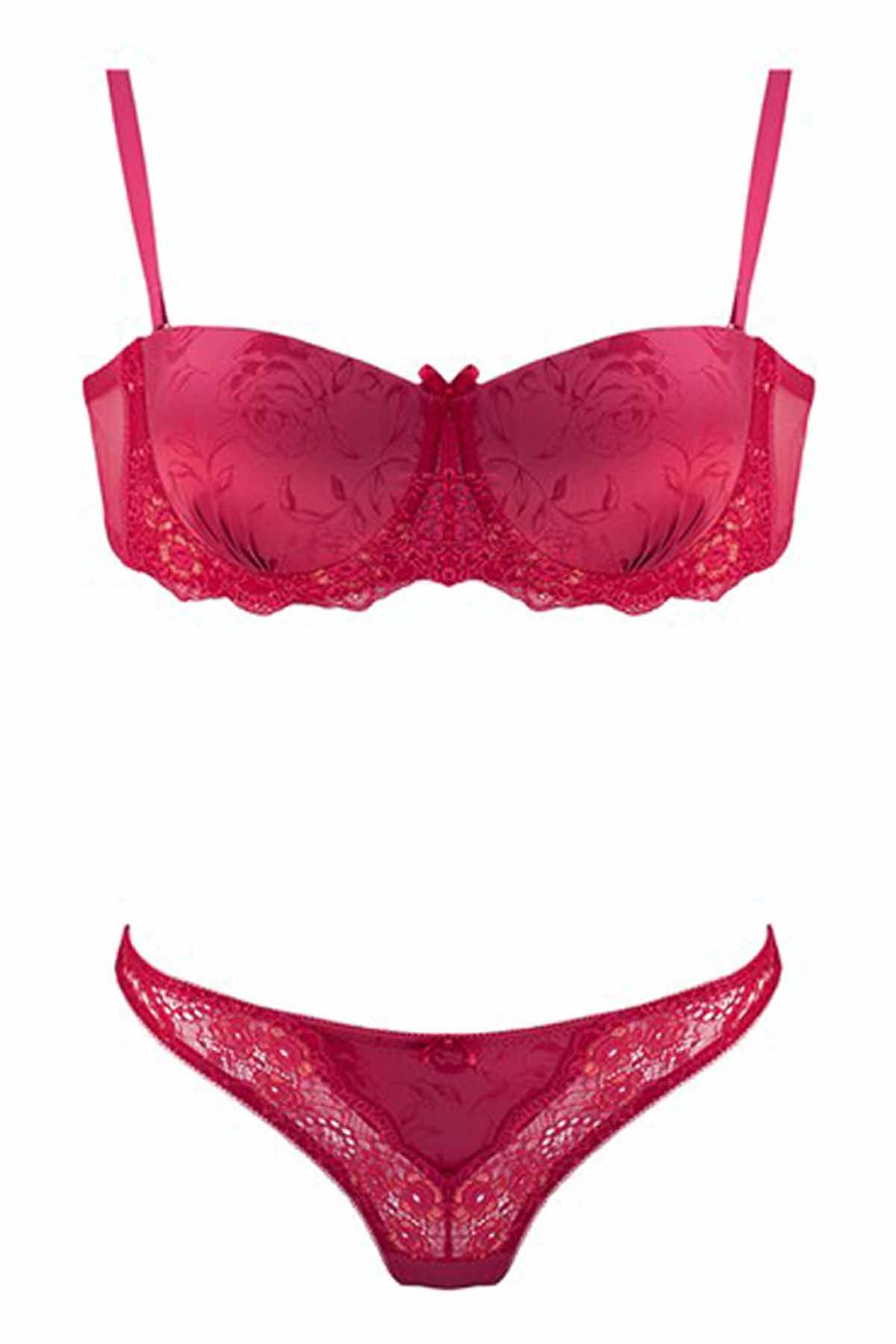 Nbb 4440 Straplez Sütyen String Takım Bordo
