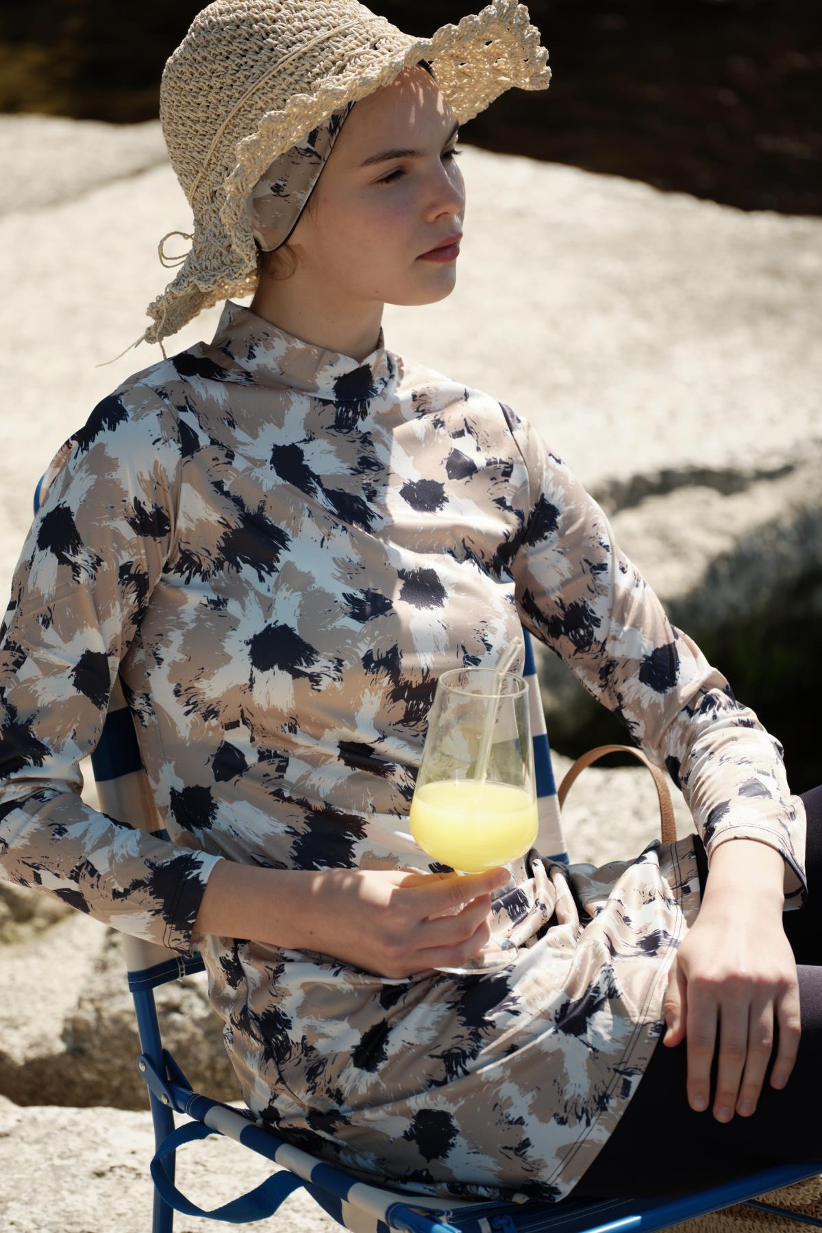 Örgü Hasır Plaj Şapkası Y25730-22 Bej