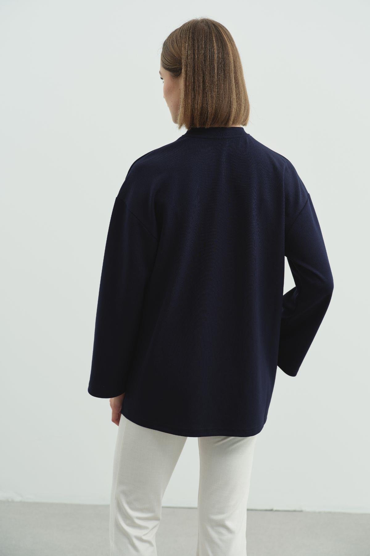Oversize Basic Sweatshirt 980 Lacivert