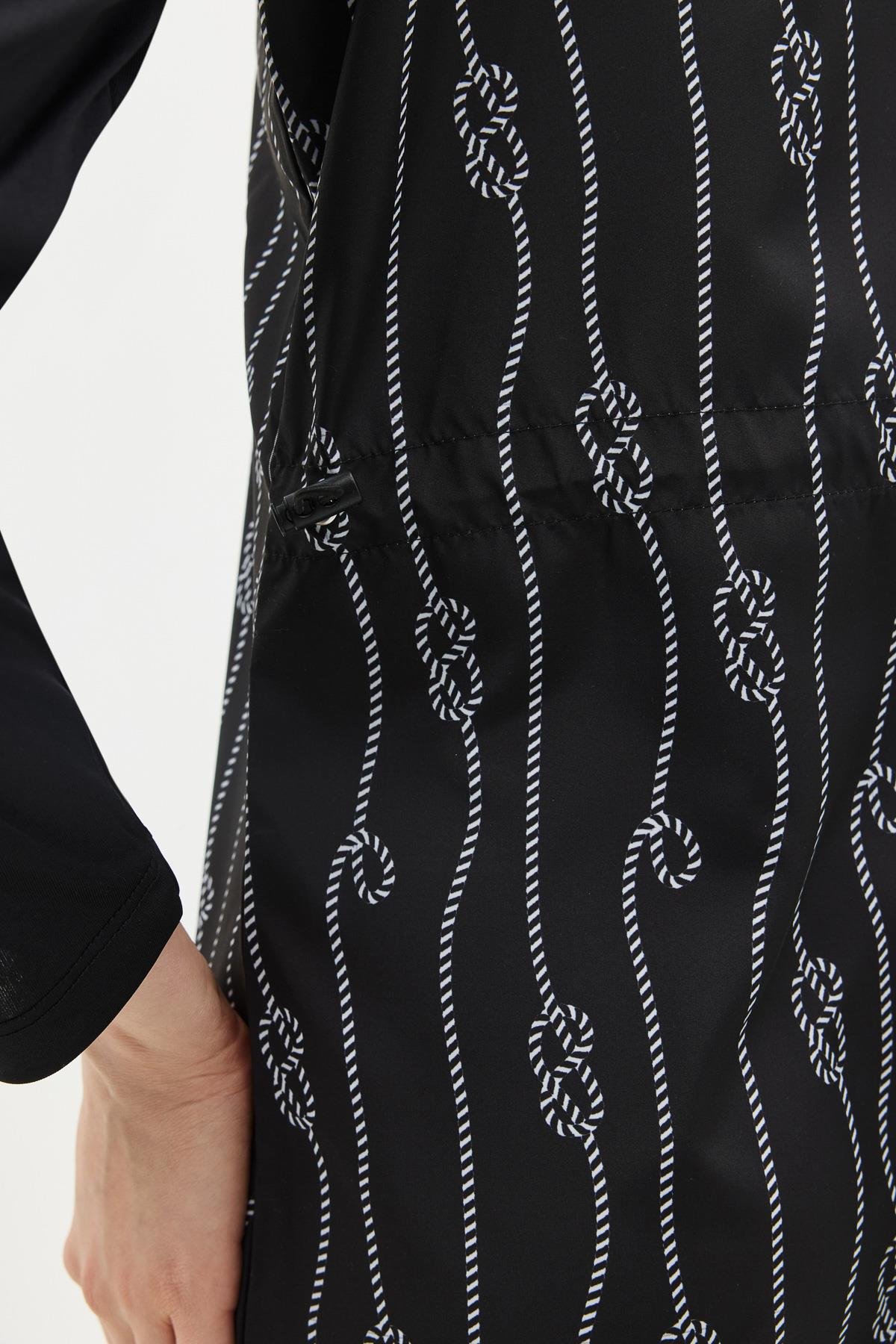 Paraşüt Kumaş Fermuarlı 4'lü Tesettür Mayo 1316 Siyah