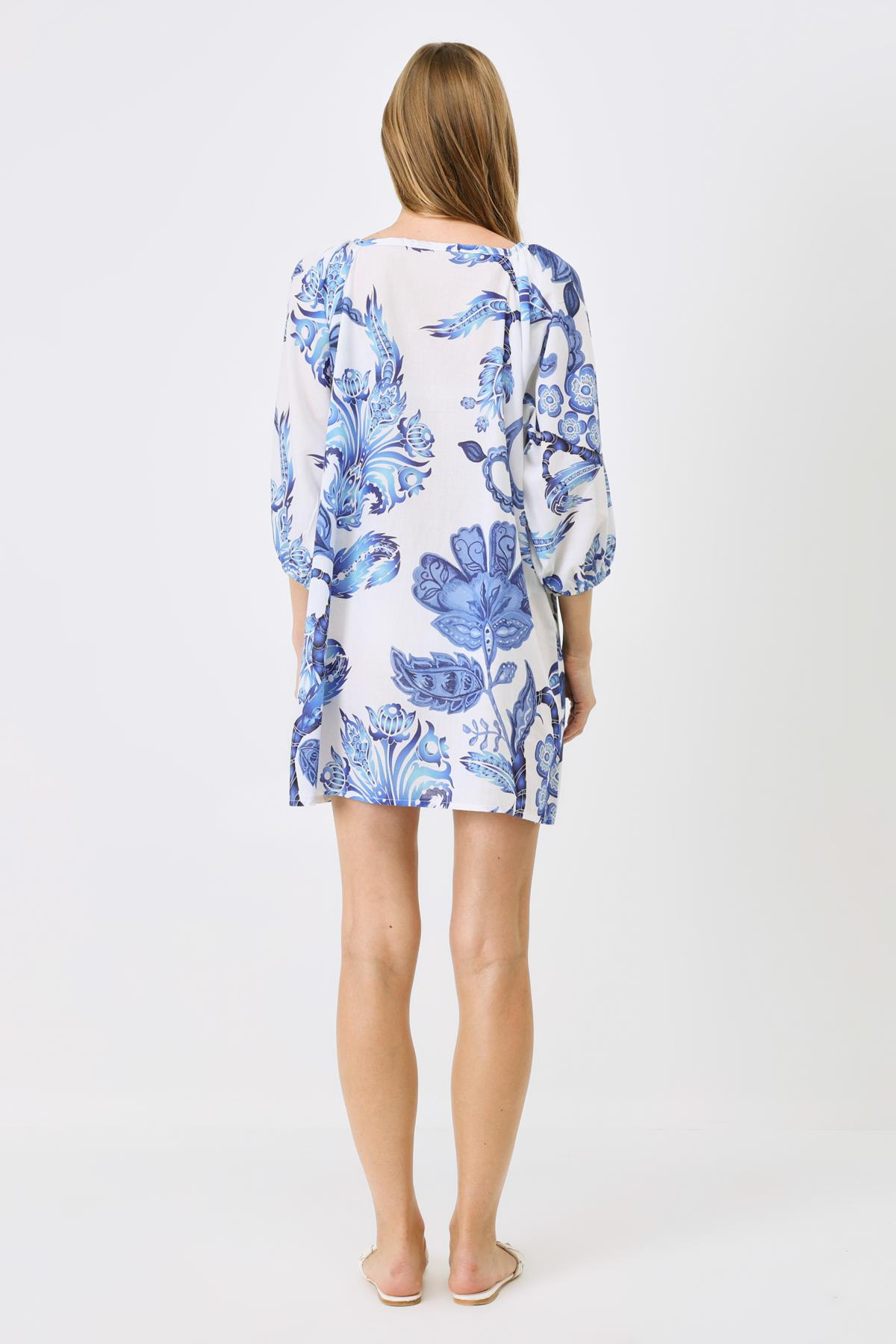 Pareo Plaj Elbisesi 22327 Lacivert/Beyaz