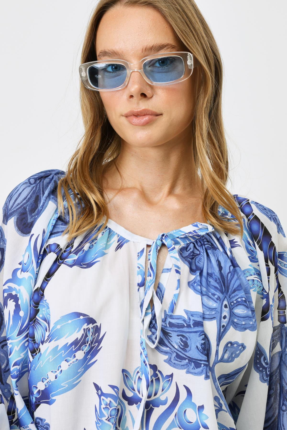 Pareo Plaj Elbisesi 22327 Lacivert/Beyaz