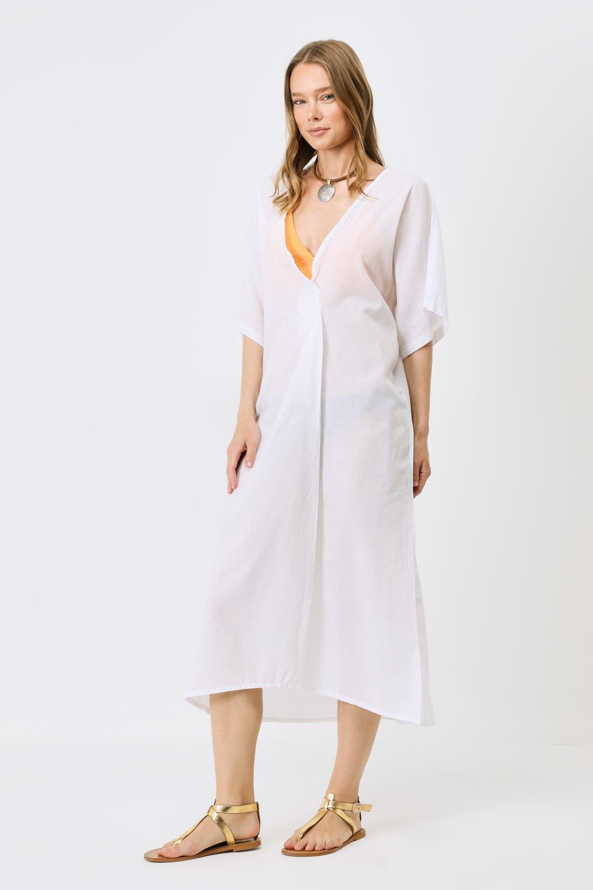 Pareo Plaj Elbisesi 22328 Beyaz