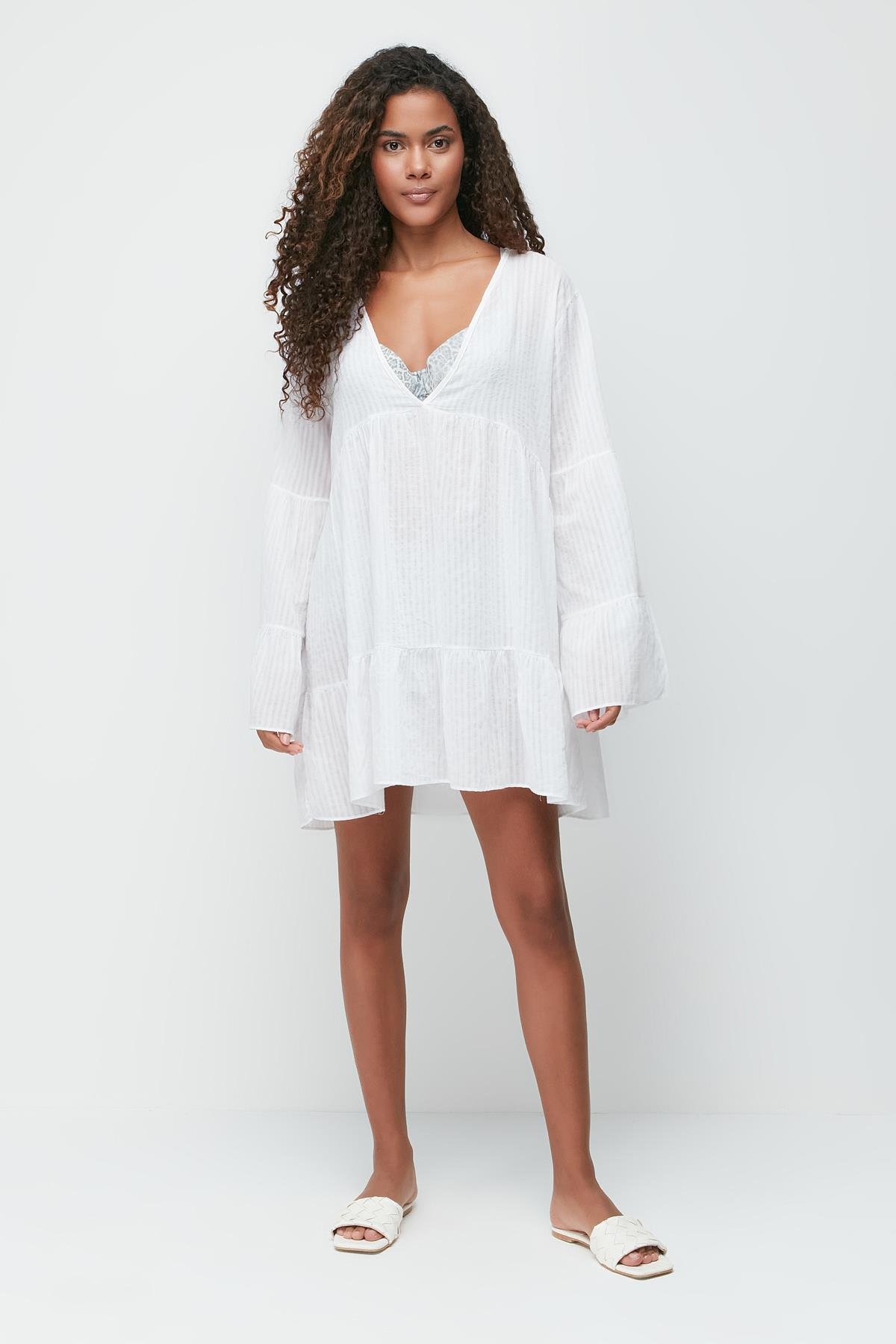 Pareo Plaj Elbisesi 22329 Beyaz